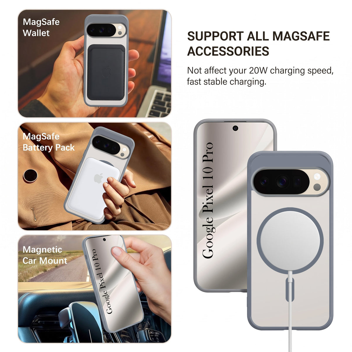 For Google Pixel 10 Pro Matte Finish Back Case Cover (MagSafe Compatible | Translucent Soft Touch | Slim and Unbreakable)