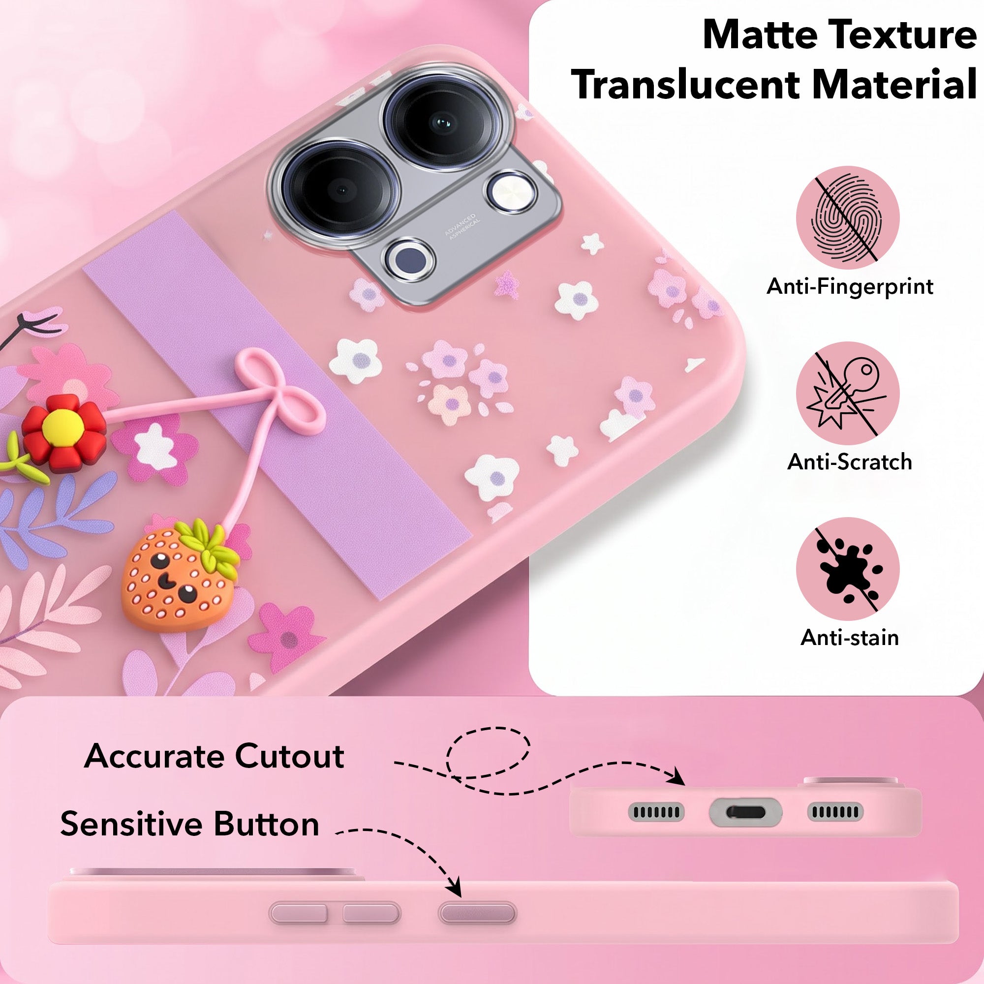 For Vivo Y11 | Vivo Y21 5G Back Cover Case (3D Cute Cartoons | Hard Back Side Soft | Matte Premium Finish | HD Printing)