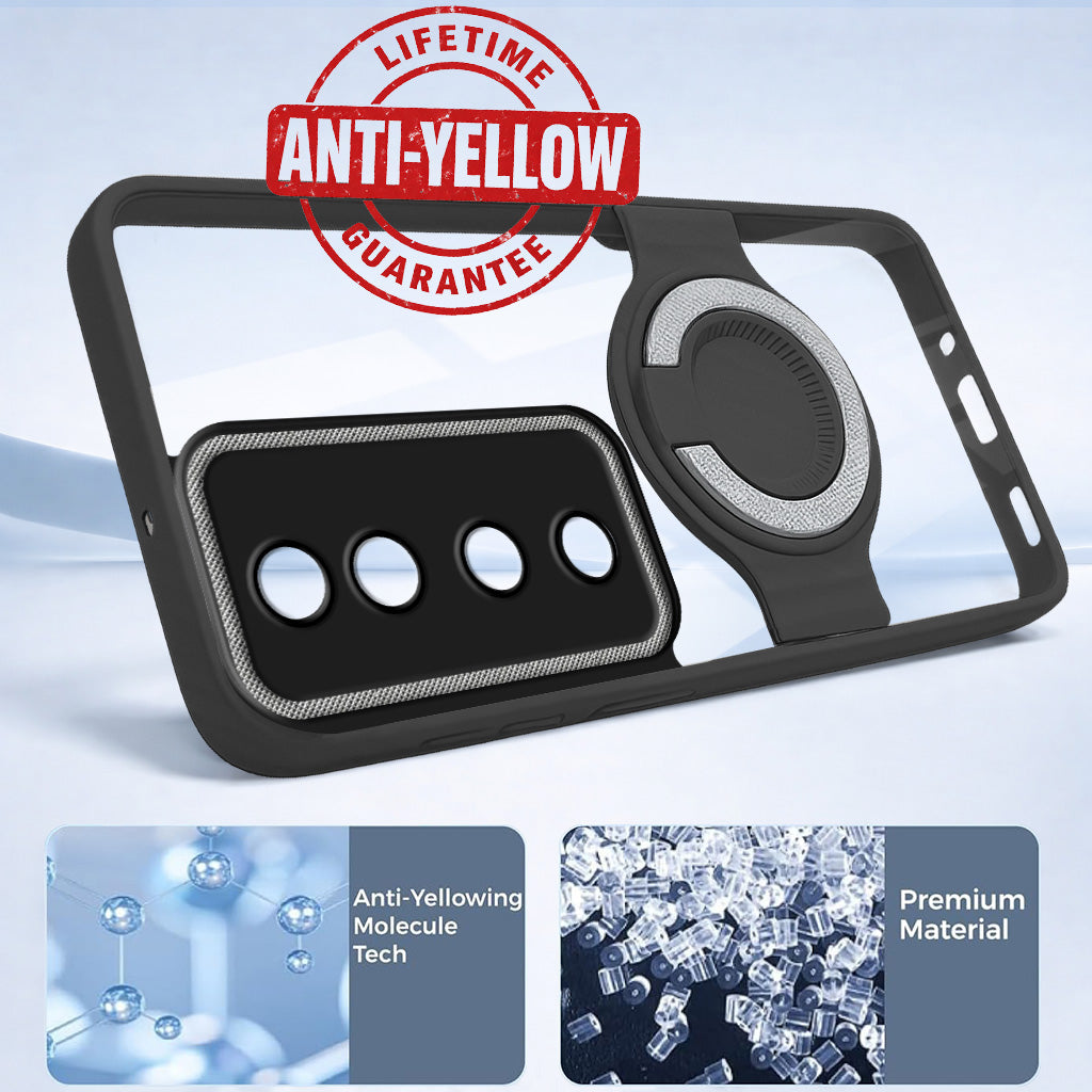 For Vivo V40 | Vivo V40 Pro 5G Back Cover Case with stand (Built-in Ring Holder Kickstand | Lifetime Anti Yellow | Camera Protection)