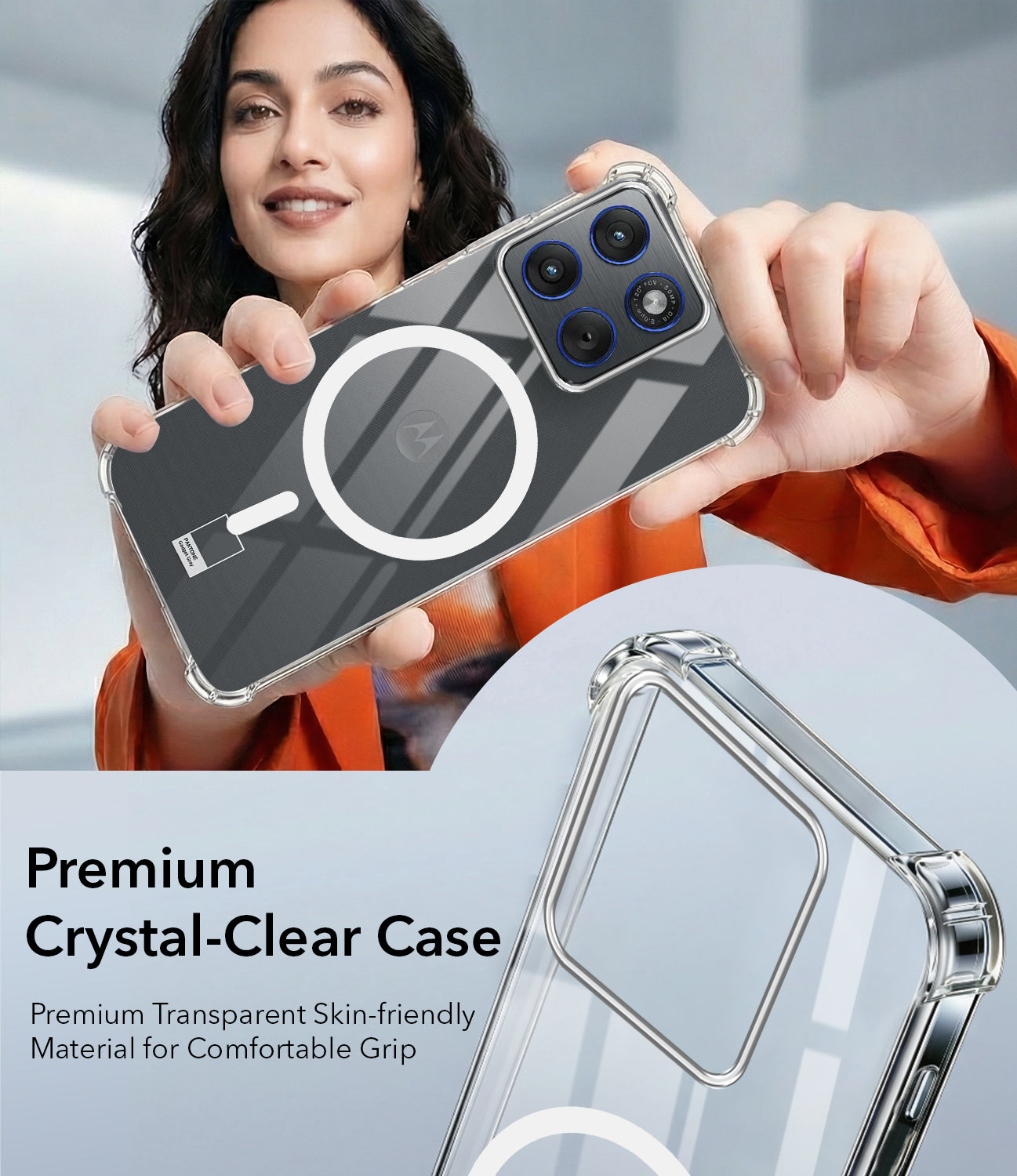 For Motorola Moto Edge 70 Back Cover Shockproof Crystal-Clear (Magsafe Wireless Support | Drop & Camera Protection | Hard Polycarbonate)