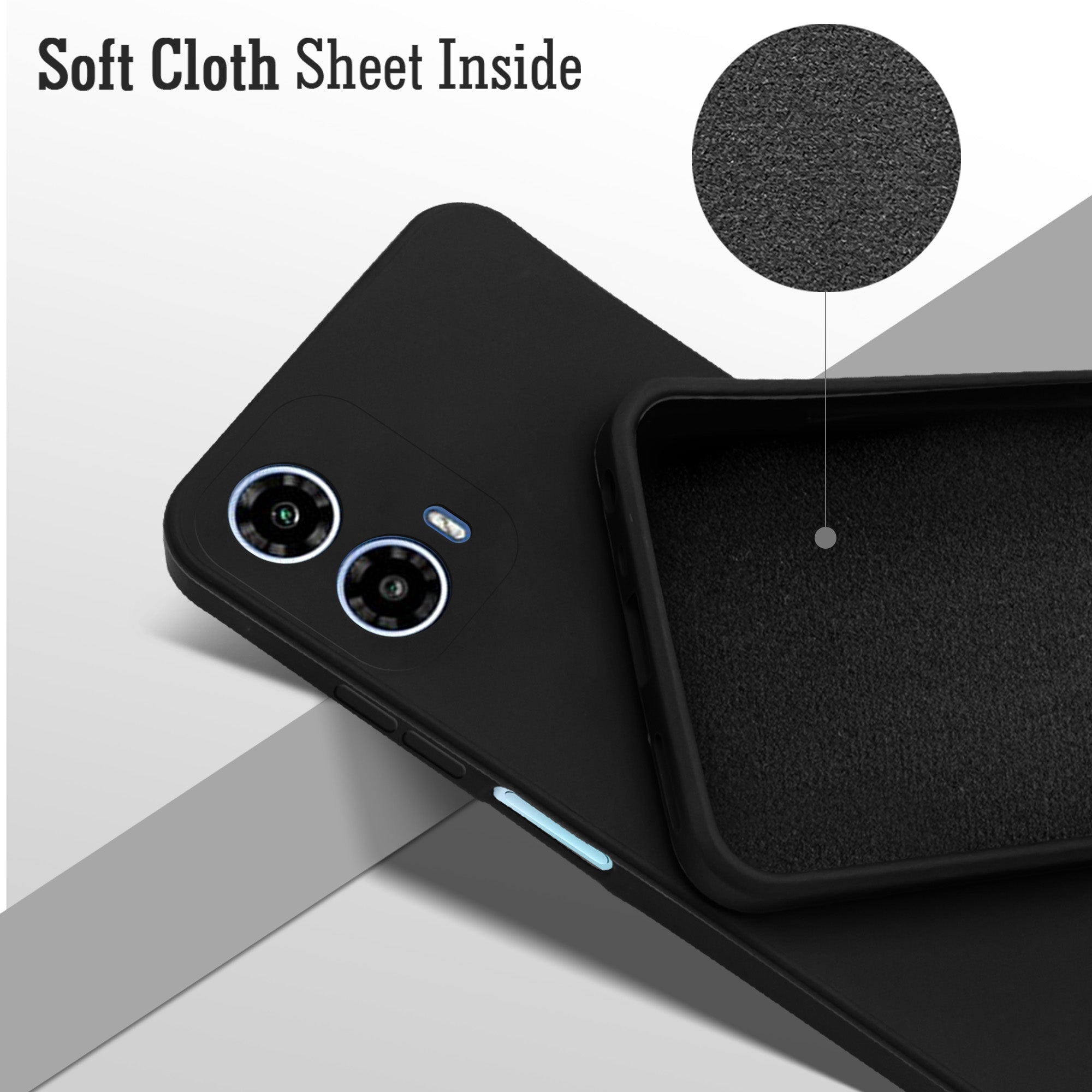 For Motorola Moto G34 5G Back Cover Case (Matte Finish Silicone with Inside Fiber cloth)