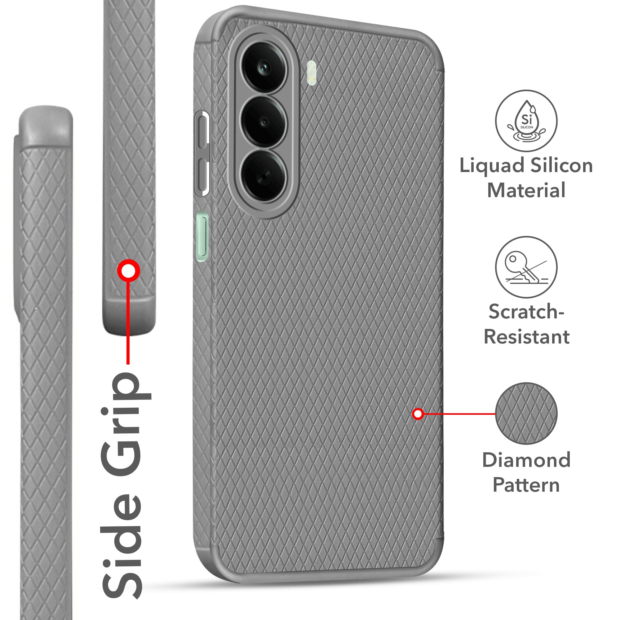 For OnePlus Nord CE 6 Lite Back Cover Case Liquid Silicone (Camera Protection | Side Grip Texture | Soft and Flexible)