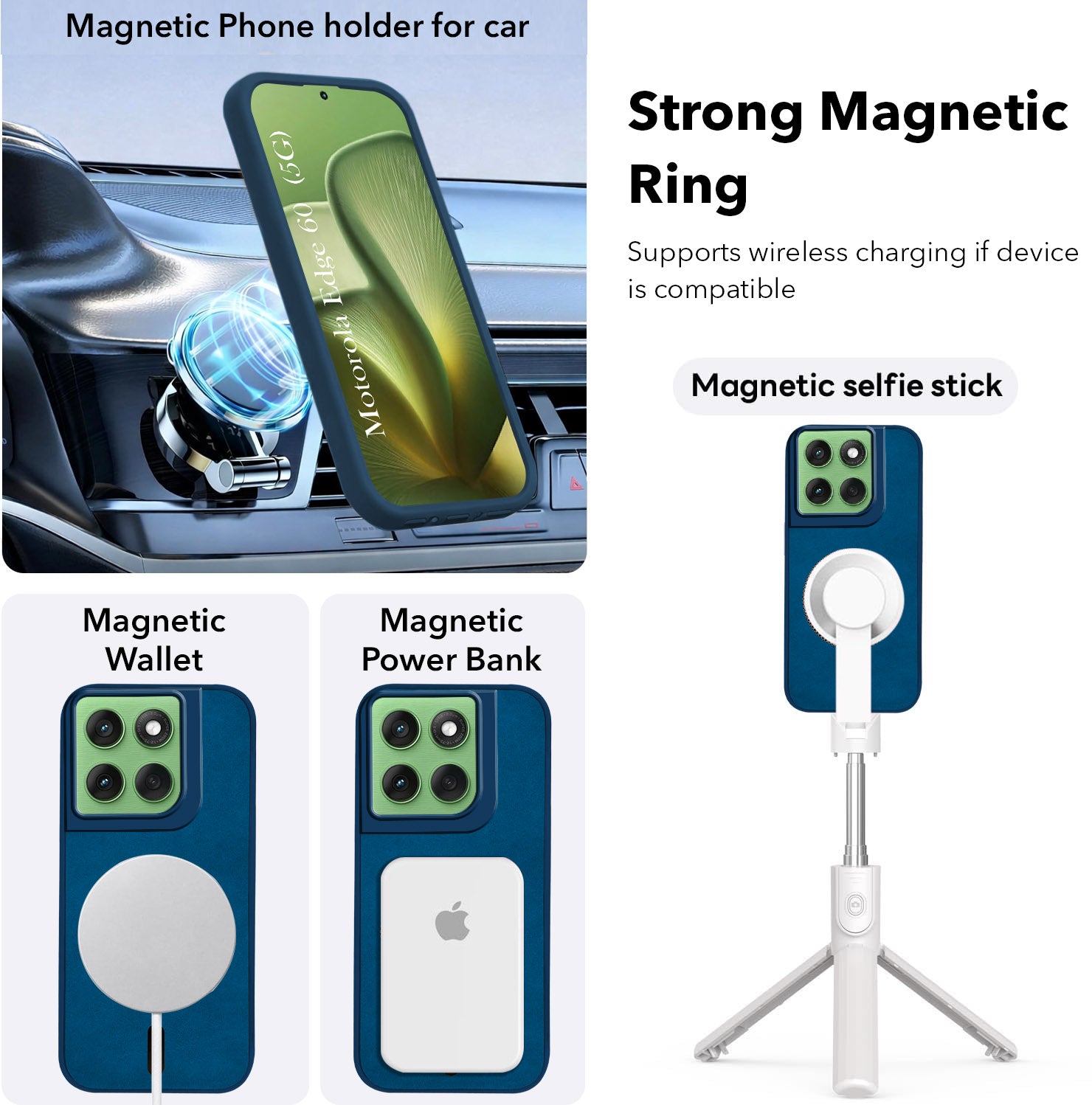 For Motorola Moto Edge 60 Back Cover Case Leather Finish (MagSafe Compatible Wireless Charging | Soft Touch | Camera Bump Protection)