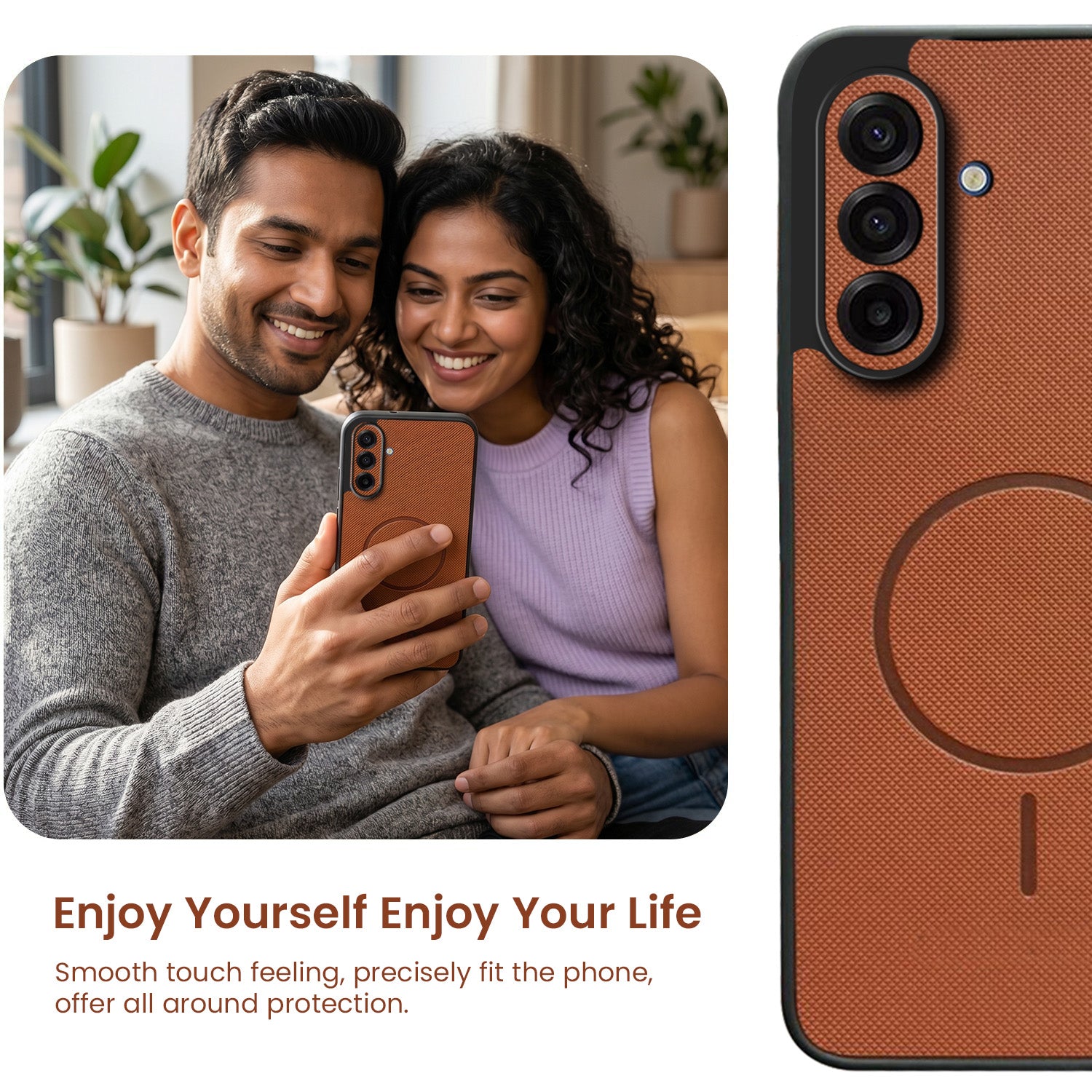For Samsung Galaxy A17 | Samsung F17 | Samsung M17 5G Back Cover Case PU Leather (Texture Grip Design | Professional Minimalist | Camera Protection | Soft and Flexible)