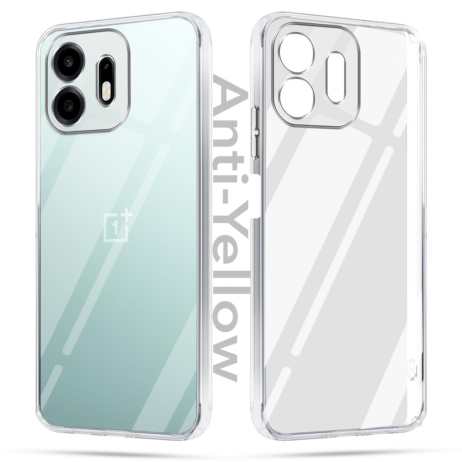 For OnePlus N6 Combo with Back Cover and 9H Tempered Glass (Lifetime Anti-Yellow | Sleek Hard Crystal | Oleophobic Coating Screen Glass)
