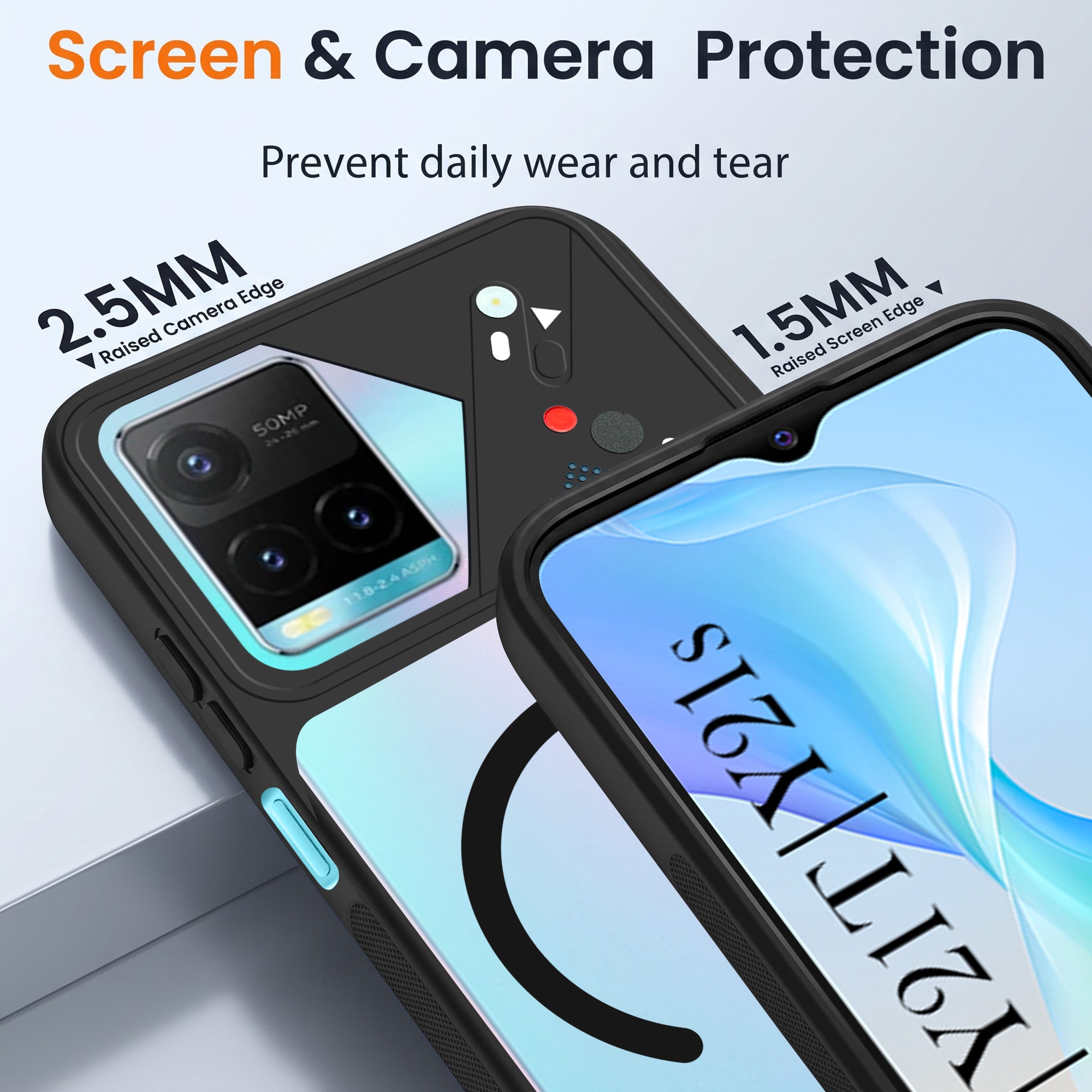For Vivo Y33T | Vivo Y21T | Vivo Y21s Back Cover Case Lifetime Anti-Yellow Clear (Camera Protection | Side Grip | Wireless MagSafe Compatible)