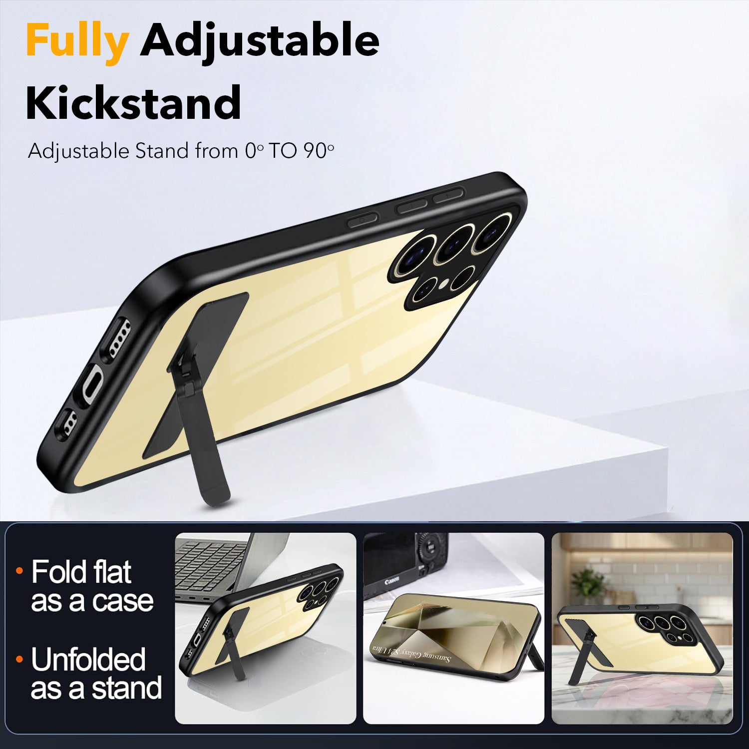 For Samsung Galaxy S24 Ultra Back Cover Case (Built-in Stand | Lifetime Anti Yellow | Kickstand Shockproof | Camera Protection | MagSafe Compatible)