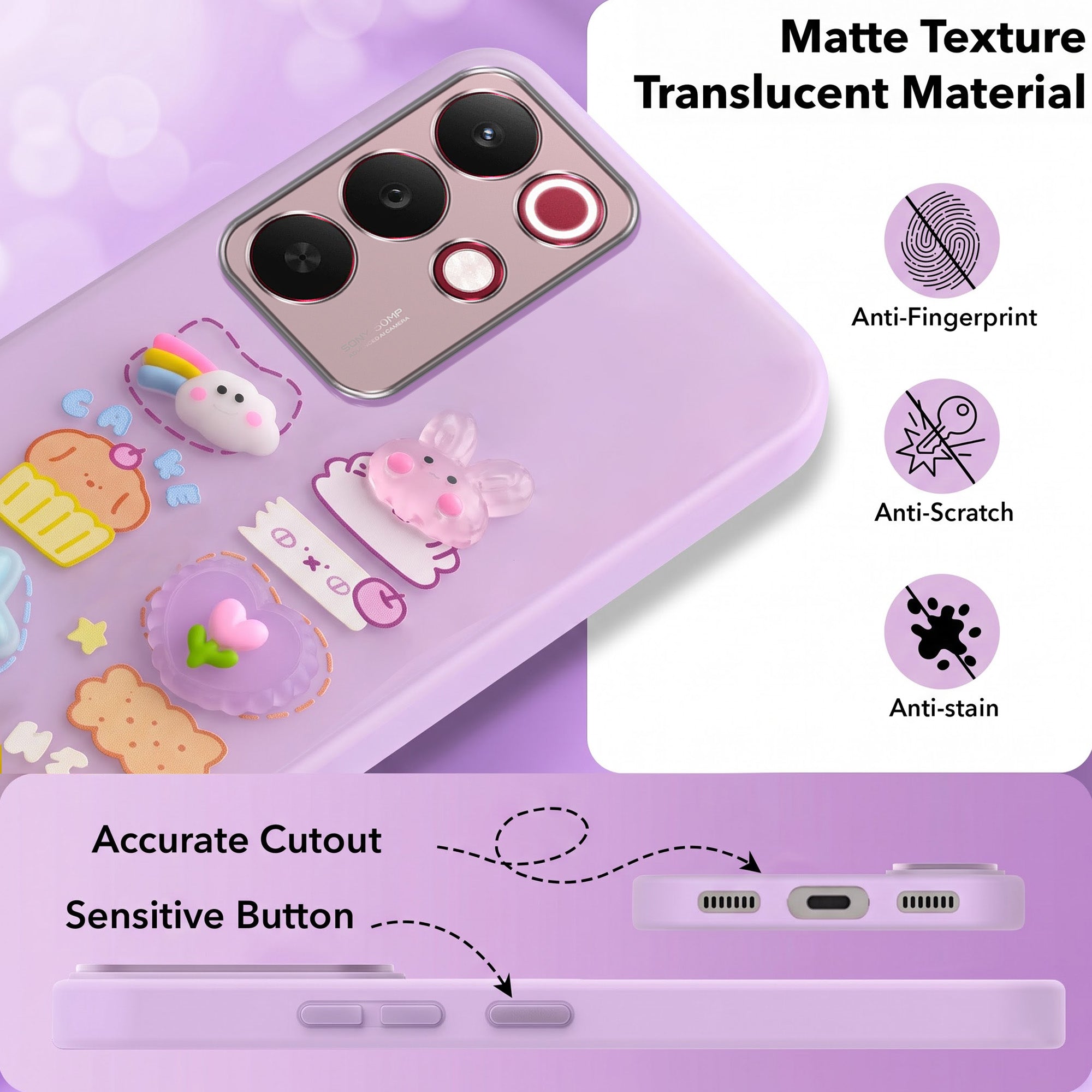 For Realme 15X Back Cover Case (3D Cute Cartoons | Hard Back Side Soft | Matte Premium Finish | HD Printing)