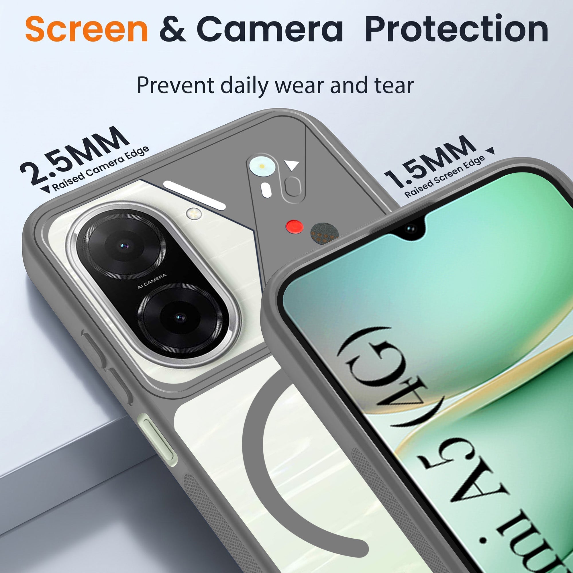 For Redmi A5 4G Back Cover Case Lifetime Anti-Yellow Clear (Camera Protection | Side Grip | Wireless MagSafe Compatible)