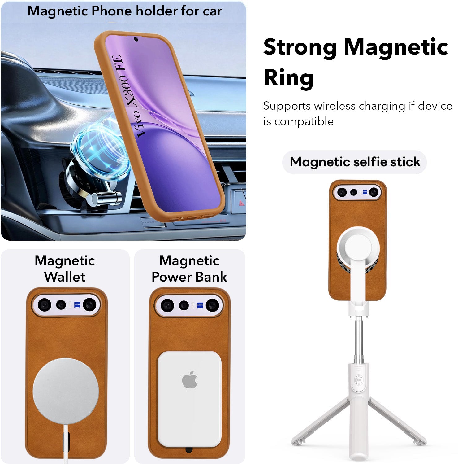 For Vivo X300 FE Back Cover Case Leather Finish (MagSafe Compatible Wireless Charging | Soft Touch | Camera Bump Protection)
