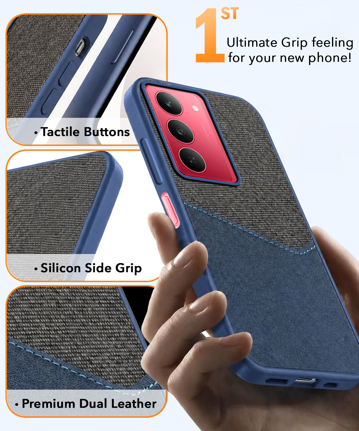 For Realme 14X Back Cover Case (Dual PU Leather Stitch | Professional Minimalist | Soft and Flexible)