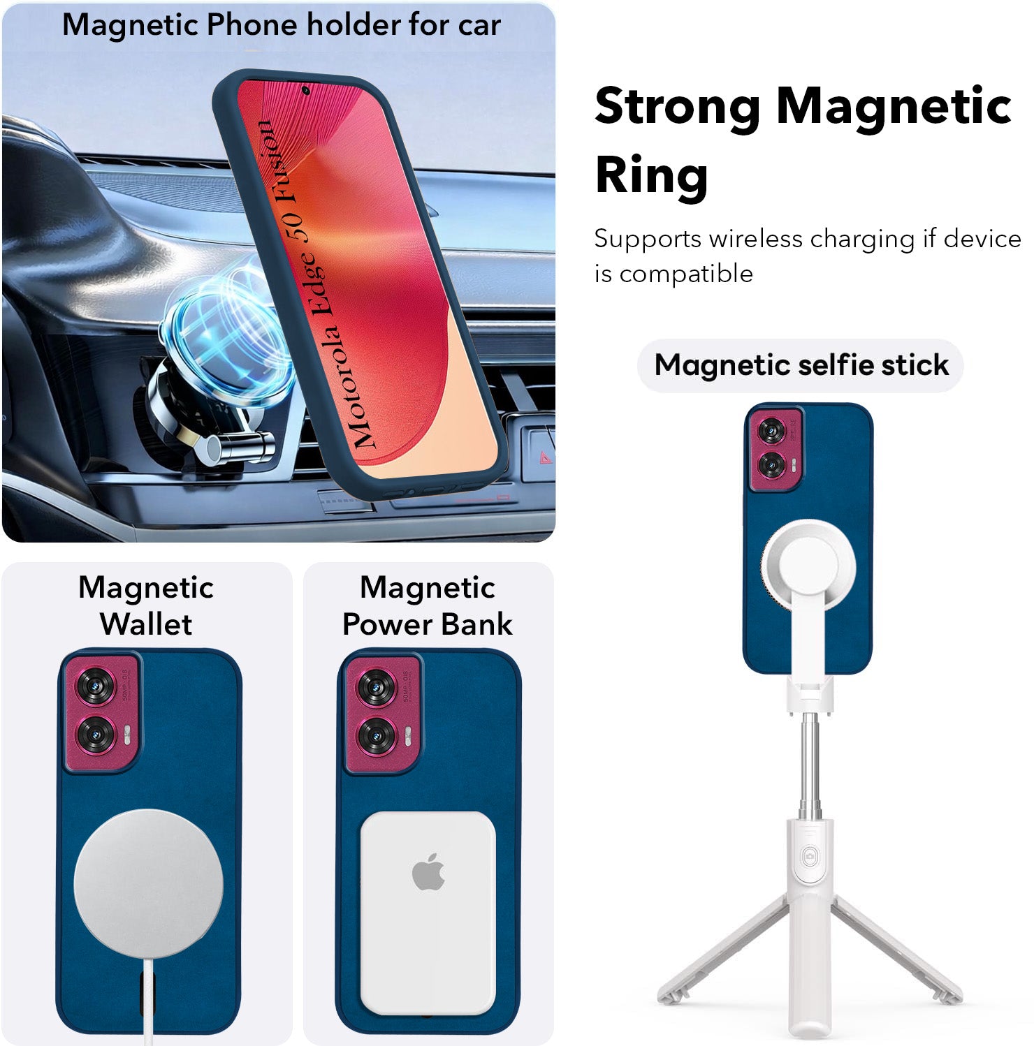 For Motorola Moto Edge 50 Fusion Back Cover Case Leather Finish (MagSafe Compatible Wireless Charging | Soft Touch | Camera Bump Protection)