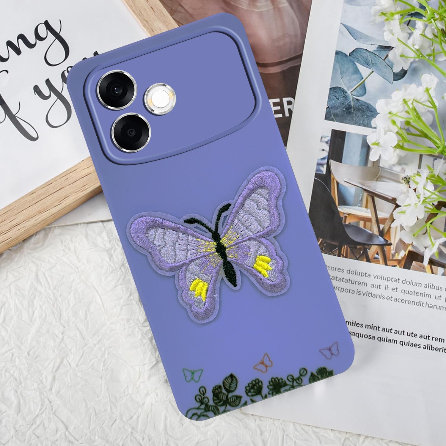 For Oppo F33 Pro 5G Back Cover Case (Soft Butterfly Embroidery | Women Teen Girls | Camera Protection| Matte Silicone)