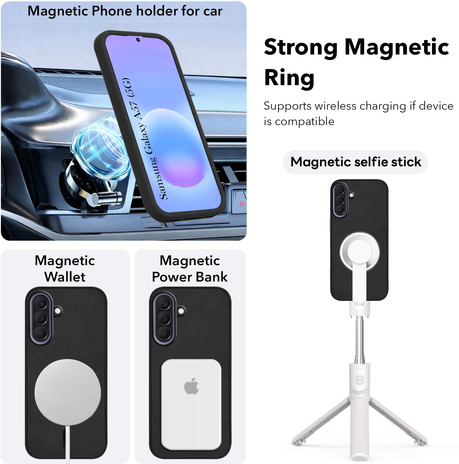 For Samsung Galaxy A57 5G Back Cover Case Leather Finish (MagSafe Compatible Wireless Charging | Soft Touch | Camera Bump Protection)