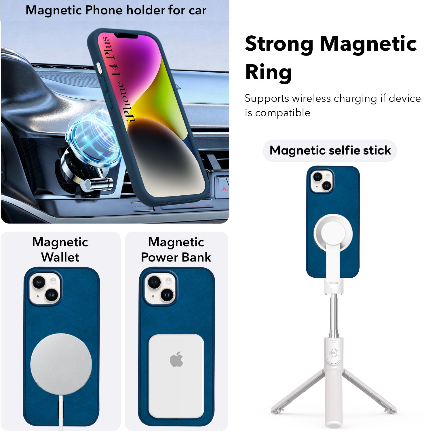 For Apple iPhone 14 Plus Back Cover Case Leather Finish (MagSafe Compatible Wireless Charging | Soft Touch | Camera Bump Protection)