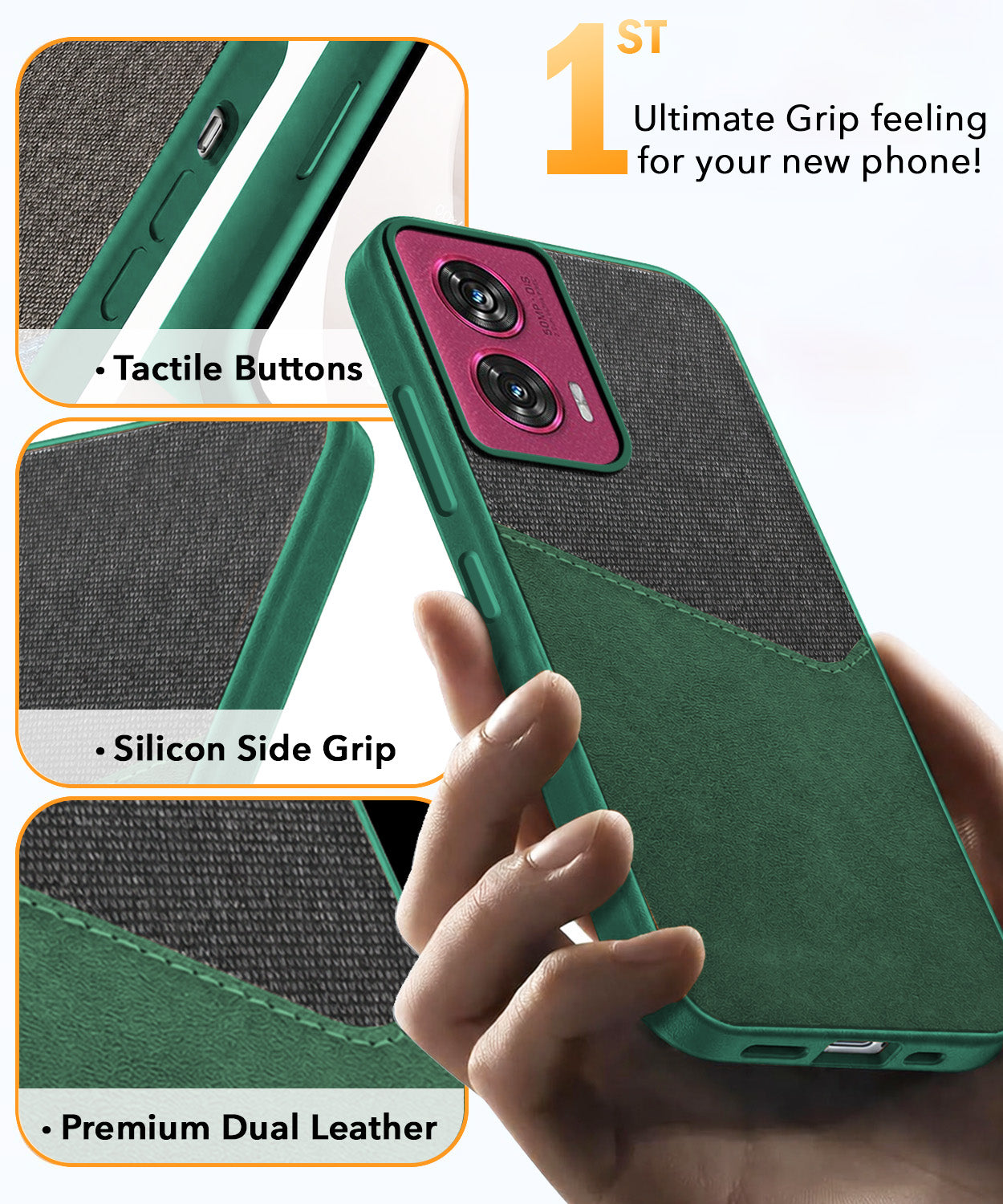 For Motorola Moto Edge 50 Fusion Back Cover Case (Dual PU Leather Stitch | Professional Minimalist | Soft and Flexible)
