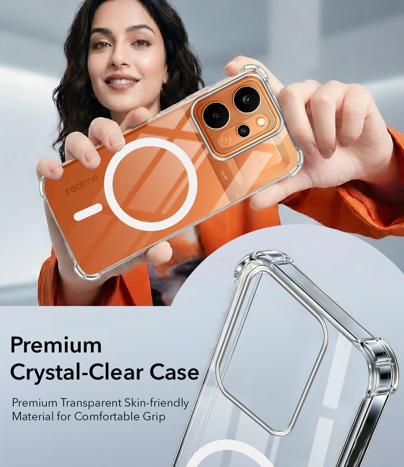 For Realme P4 Power 5G | Realme Narzo Power Back Cover Shockproof Crystal-Clear (Magsafe Wireless Support | Drop & Camera Protection | Hard Polycarbonate)