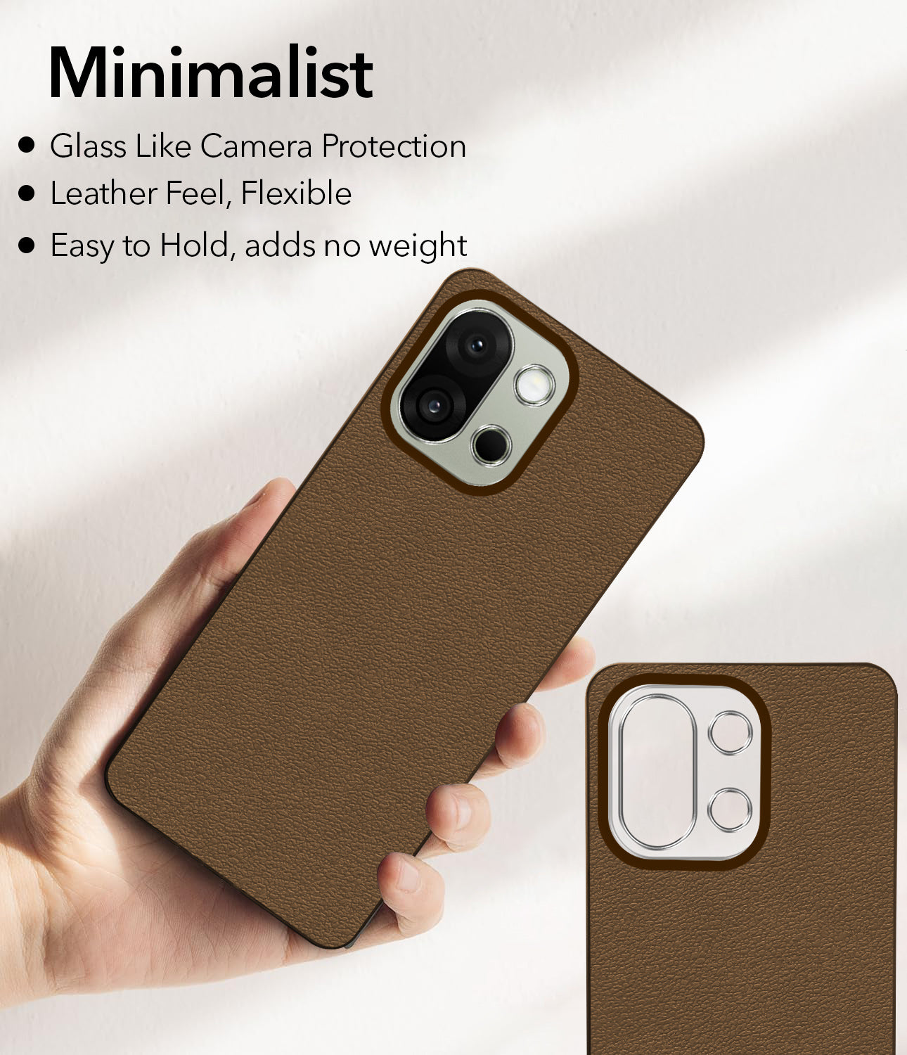For OnePlus 13S Back Cover Case (Glass Like Camera Protection | Leather Feel | Minimalist Professional Grip)