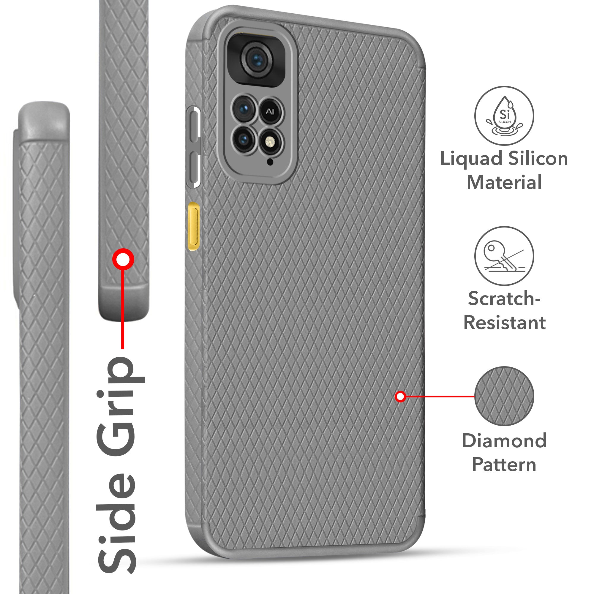 For Poco M4 Pro 4G Back Cover Case (Liquid Silicone | Side Grip | Camera Protection)