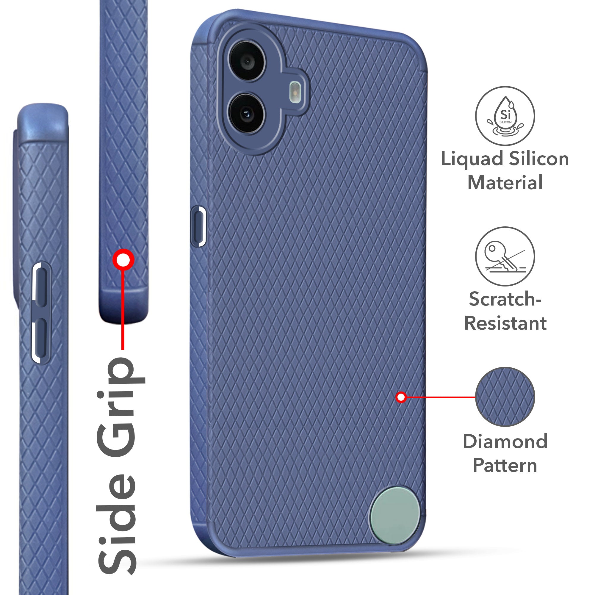 For Nothing CMF Phone 1 Back Cover Case (Liquid Silicone | Side Grip | Camera Protection)