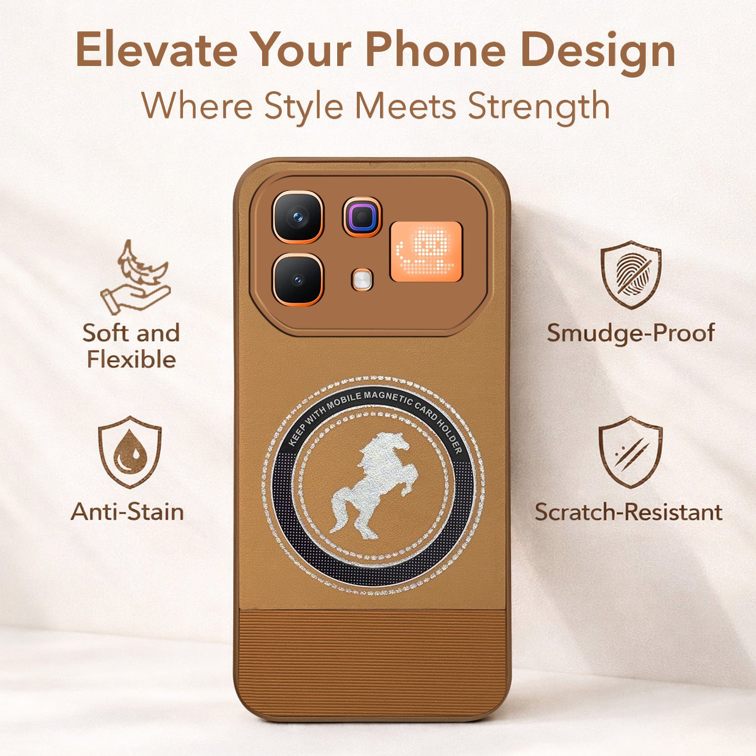 For Infinix Note 60 Pro 5G Back Cover Case PU Leather Finish (Professional Minimalist Texture | MagSafe Compatile | Camera Protection | Sleek Sober Formal)