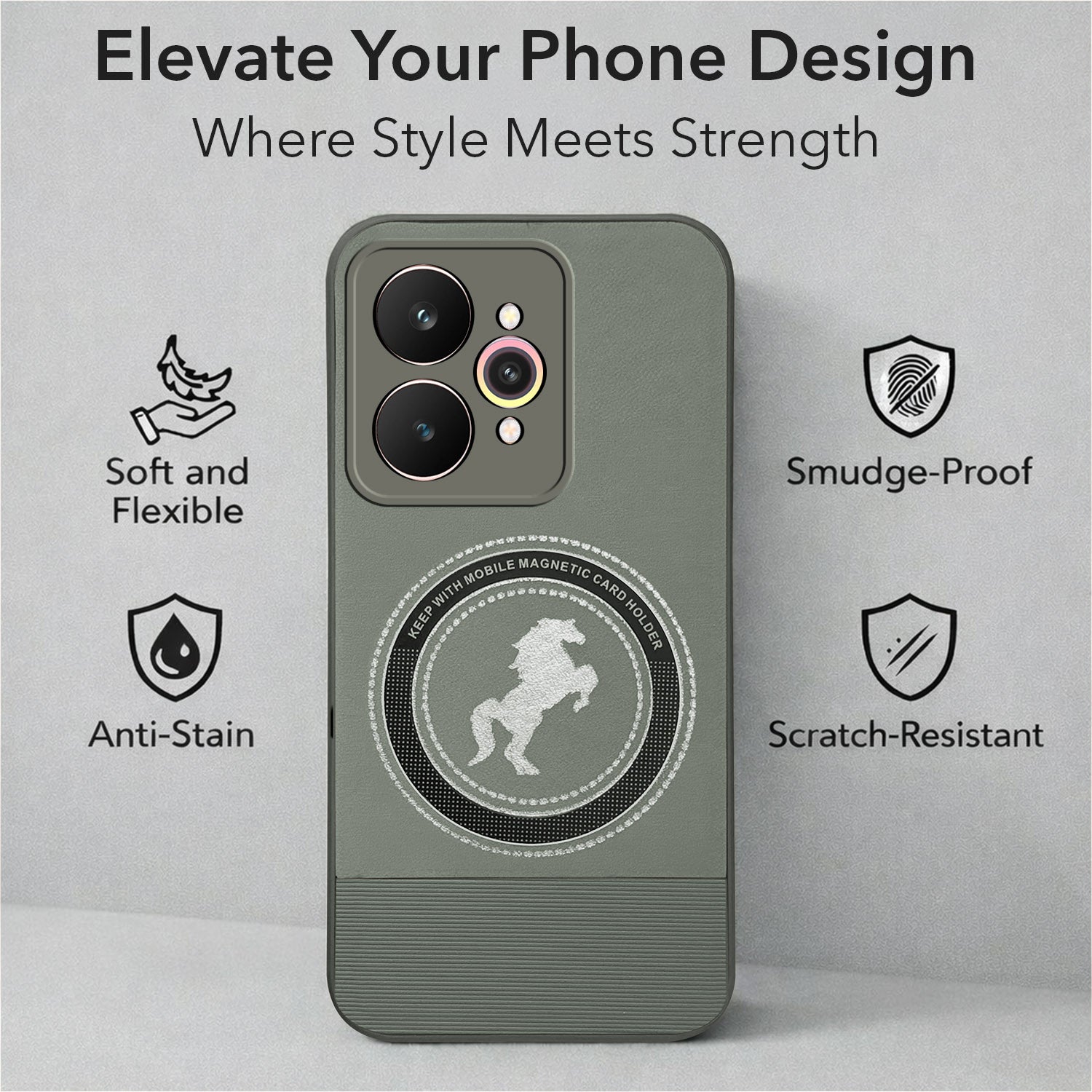 For Realme 15 Pro Back Cover Case PU Leather Finish (Professional Minimalist Texture | MagSafe Compatile | Camera Protection | Sleek Sober Formal)