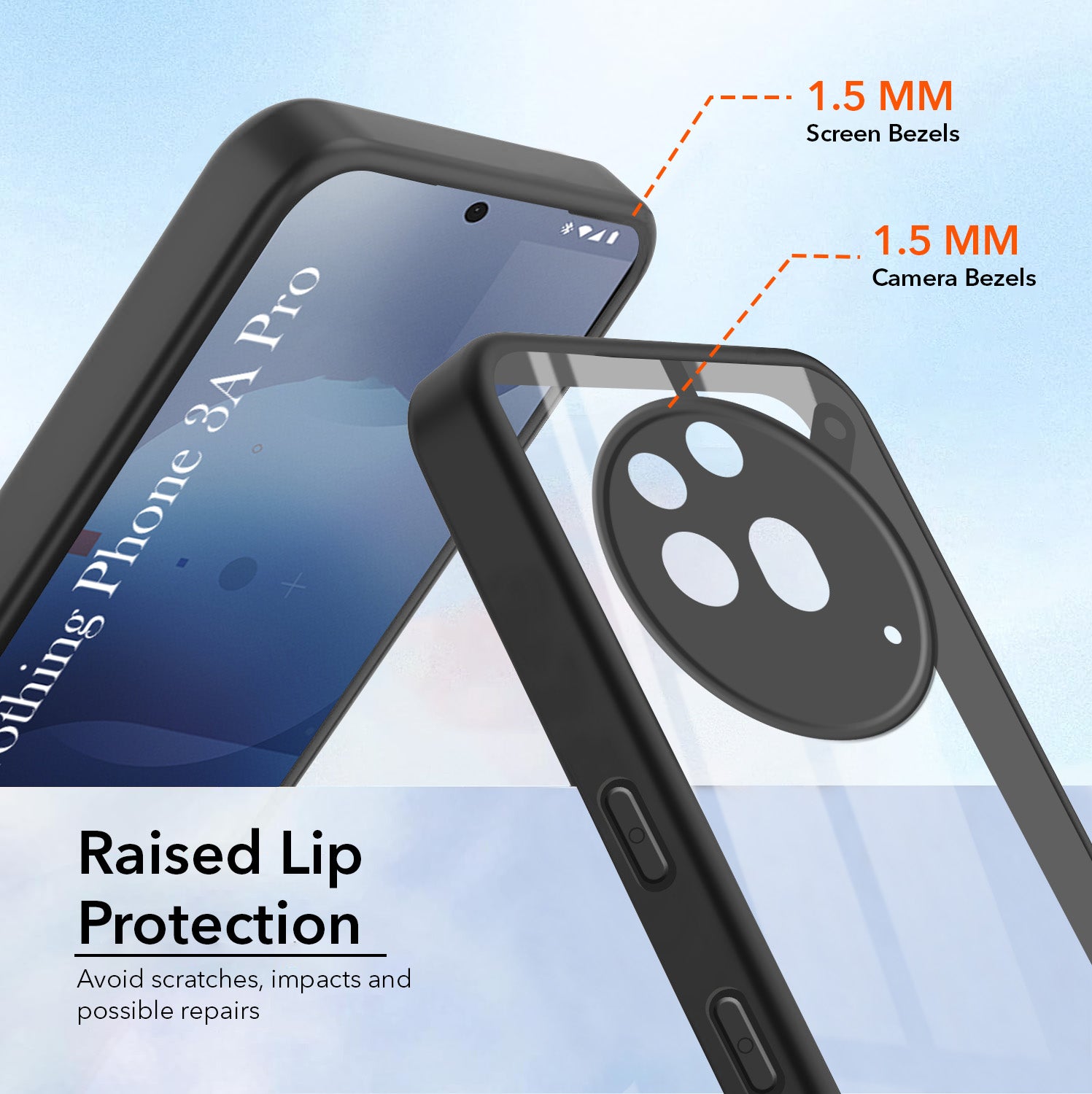 For Nothing Phone 3A Pro 5G Combo with Back Cover and 9H Tempered Glass (Lifetime Anti-Yellow | Crystal Clear Shockproof | Oleophobic Coating Screen Glass)