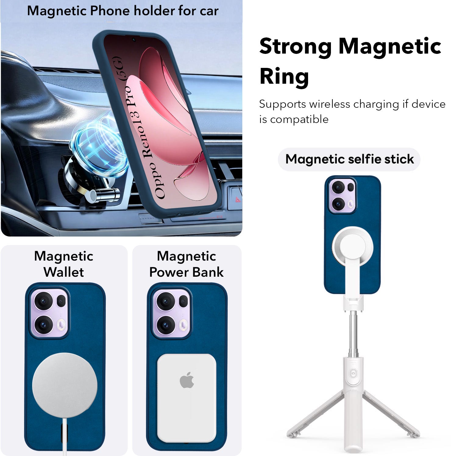 For Oppo Reno13 Pro | Oppo Reno 13 Pro Back Cover Case Leather Finish (MagSafe Compatible Wireless Charging | Soft Touch | Camera Bump Protection)