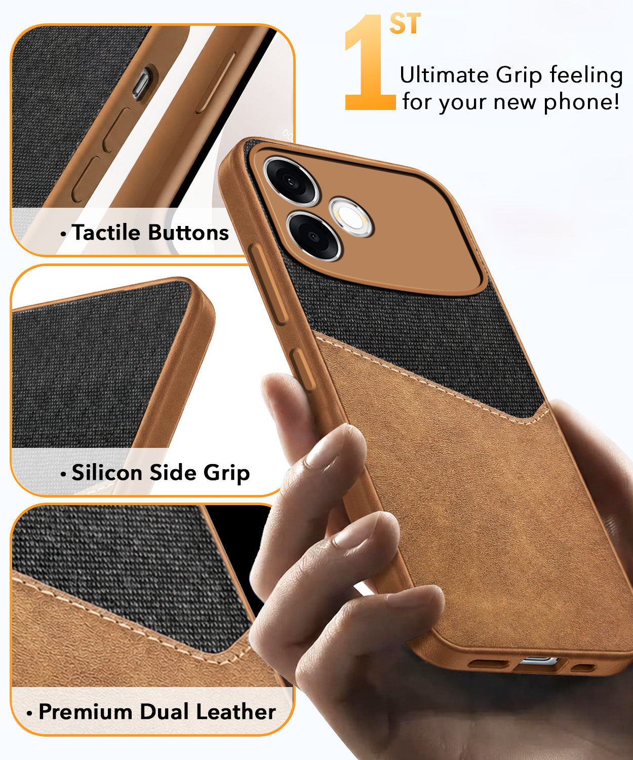 For Oppo F33 Pro 5G Back Cover Case (Dual PU Leather Stitch | Professional Minimalist | Soft and Flexible)