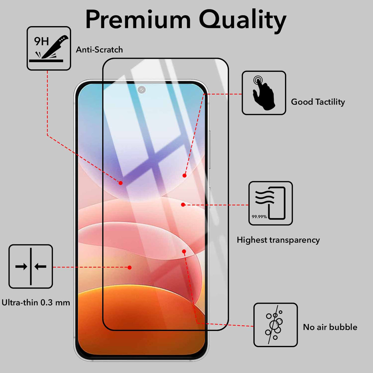 Tempered Glass For Redmi 17 5G Military-Grade Gorilla Tempered Glass Screen Protector With Installation Kit | Shatterproof, Full Coverage, HD Clear, Scratch Resistant (Pack of 1)