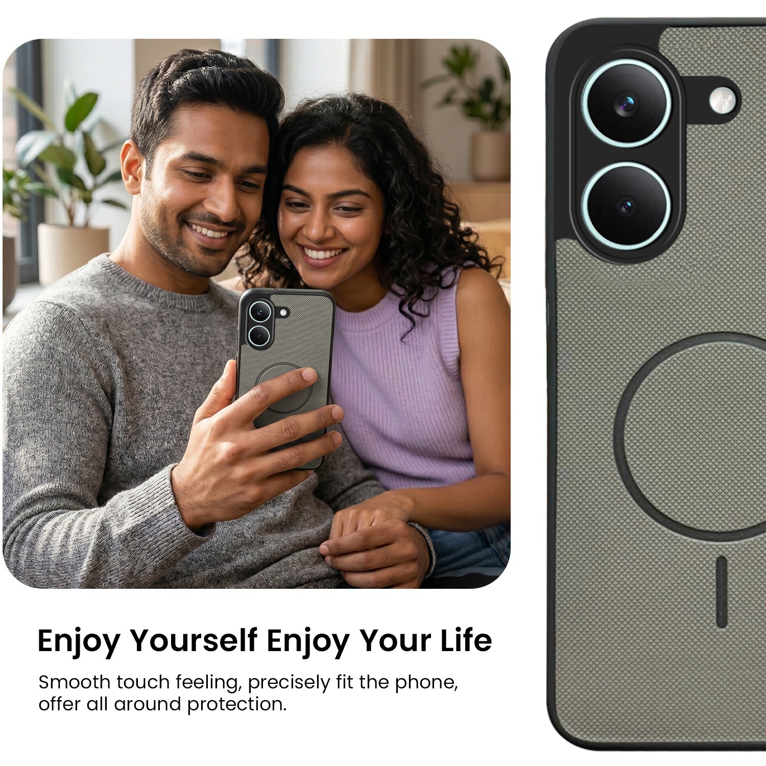 For Poco X8 Pro Back Cover Case PU Leather (Texture Grip Design | Professional Minimalist | Camera Protection | Soft and Flexible)
