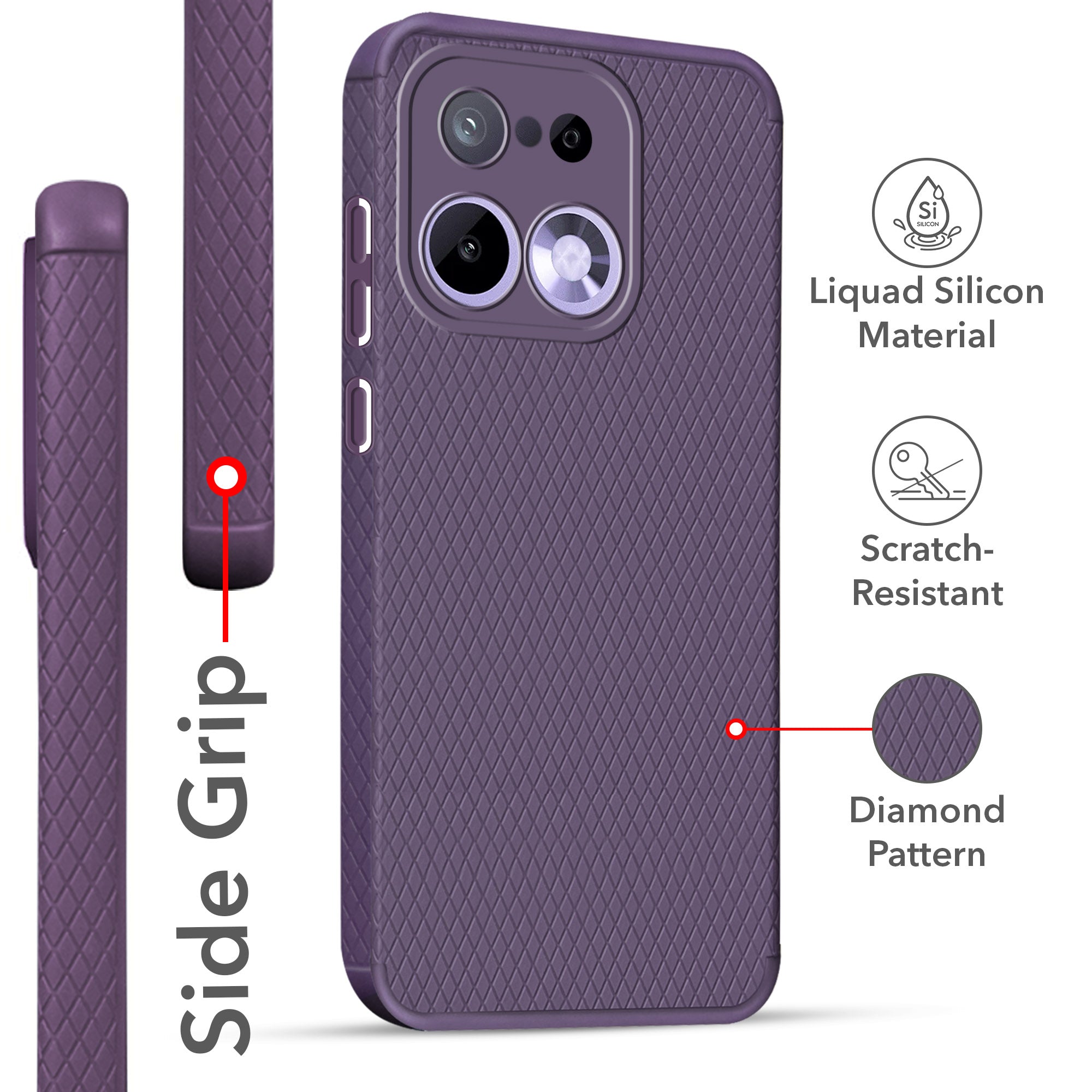 For Realme 16 Pro Back Cover Case Liquid Silicone (Camera Protection | Side Grip Texture | Soft and Flexible)
