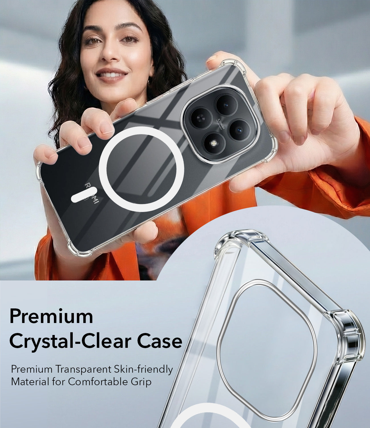 For Xiaomi Redmi Note 15 5G Back Cover Shockproof Crystal-Clear (Magsafe Wireless Support | Drop & Camera Protection | Hard Polycarbonate)