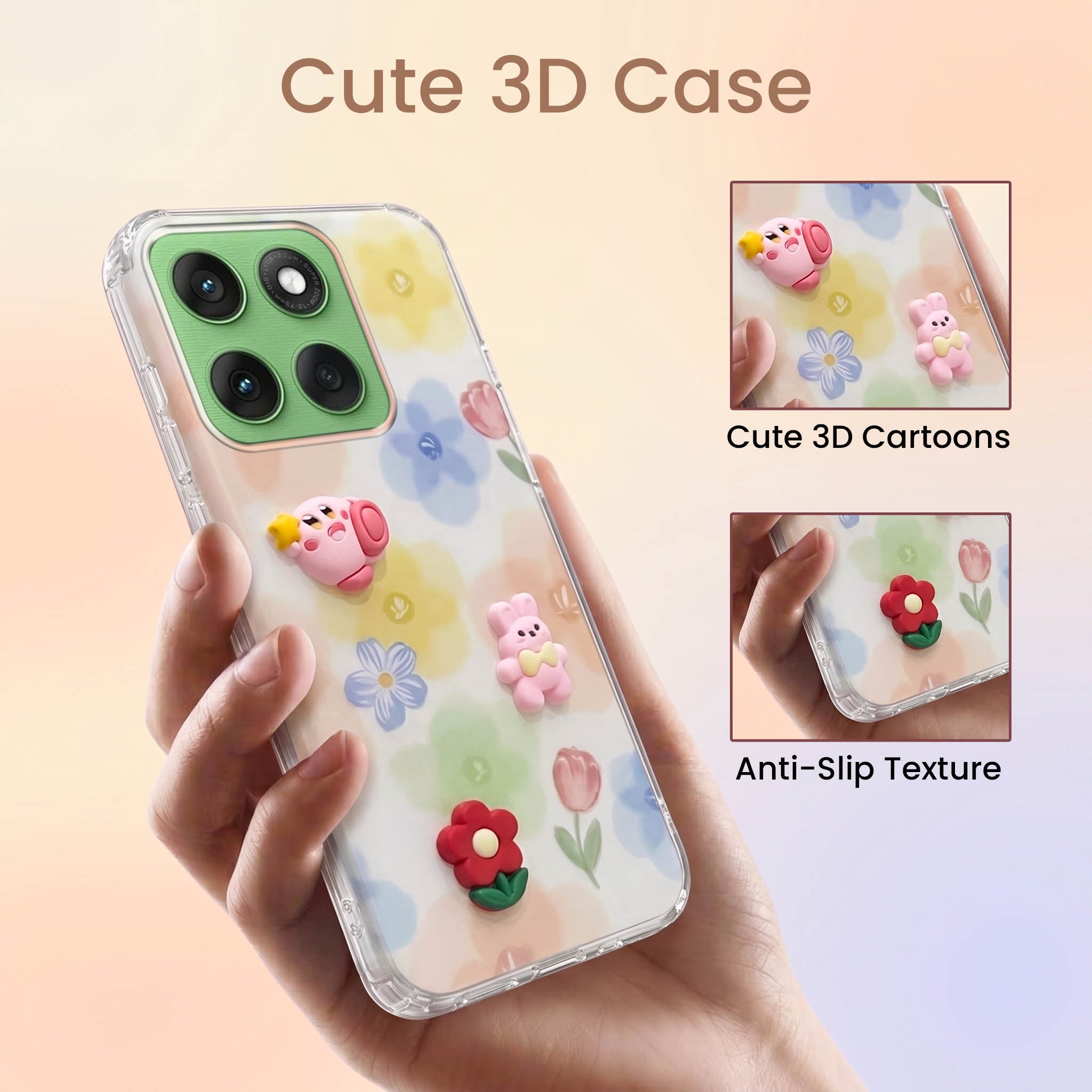 For Motorola Moto Edge 60 Back Cover Case (3D Cute Cartoons | Hard Back Side Soft | Matte Premium Finish | HD Printing)