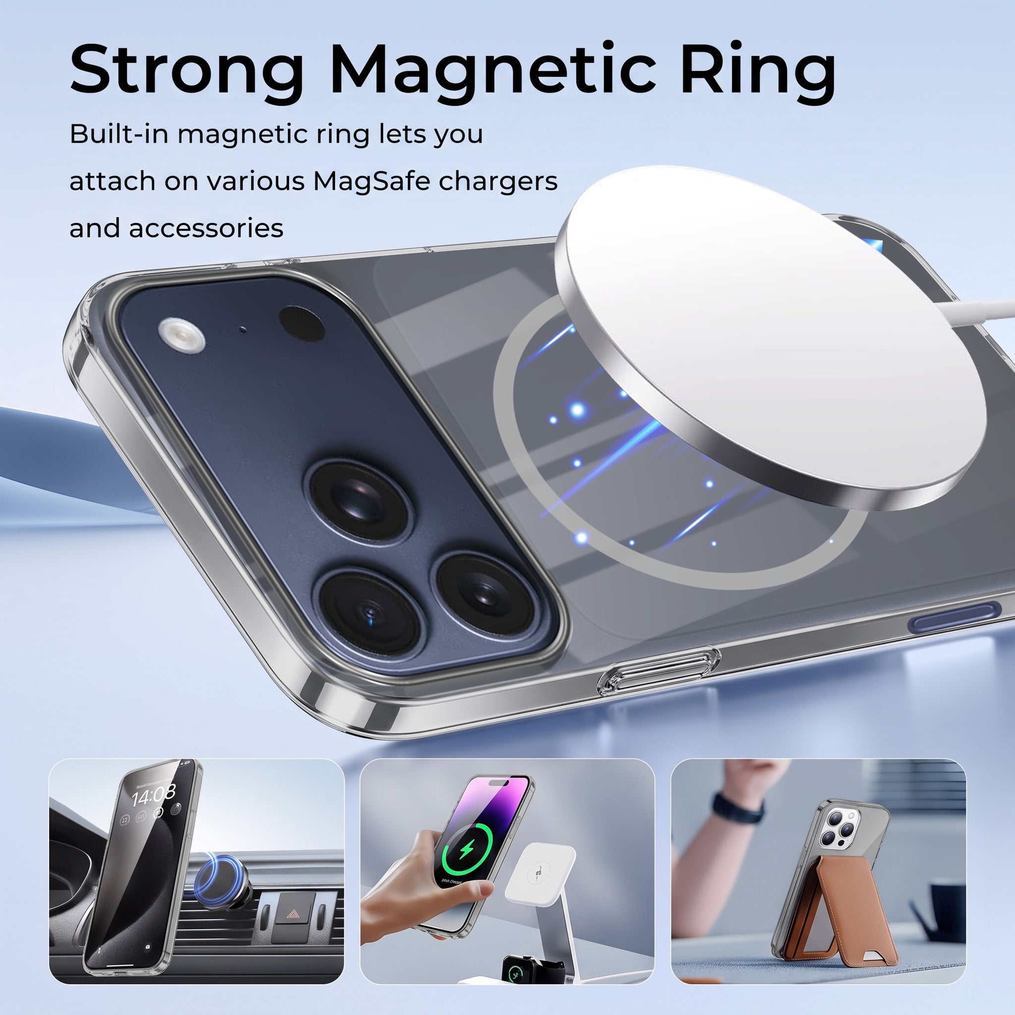 For Apple iPhone 17 Pro Back Case Cover Crystal Anti Yellow (Unbreakable PC | MagSafe Wireless Charging Support |Camera Protection Bump)