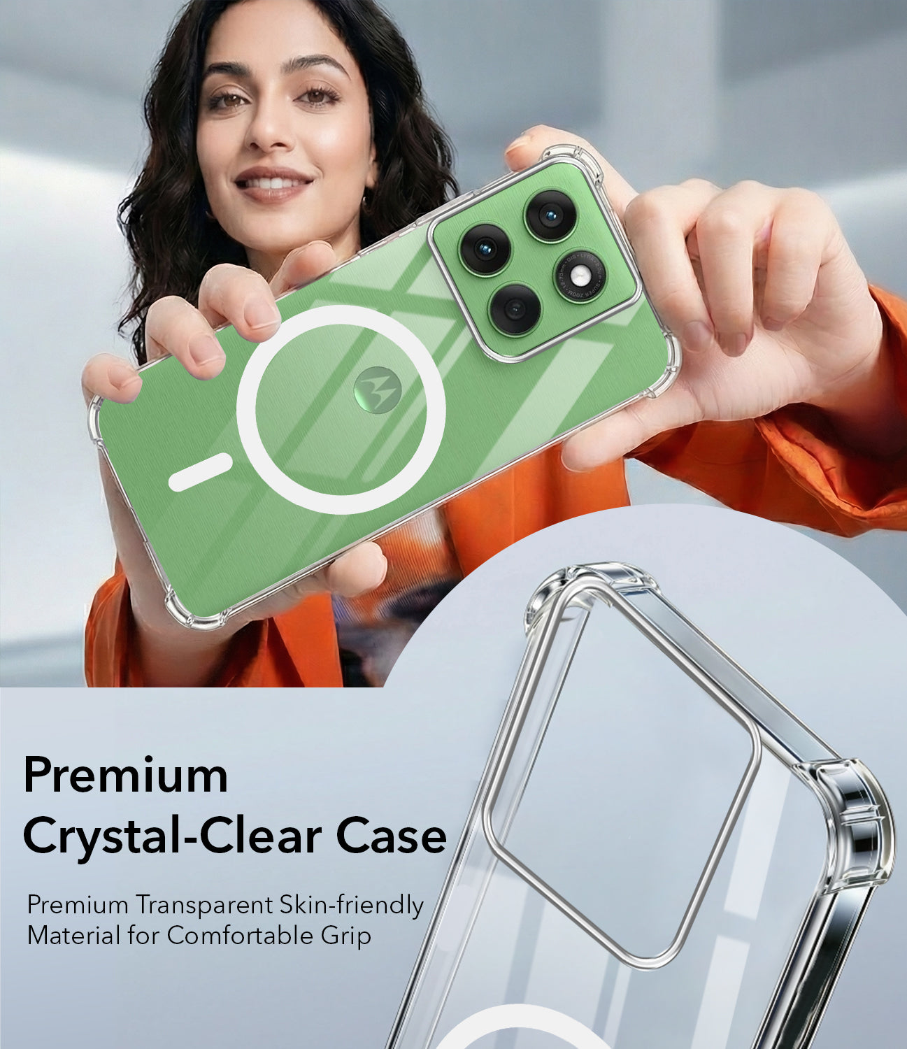 For Motorola Moto Edge 60 Back Cover Shockproof Crystal-Clear (Magsafe Wireless Support | Drop & Camera Protection | Hard Polycarbonate)