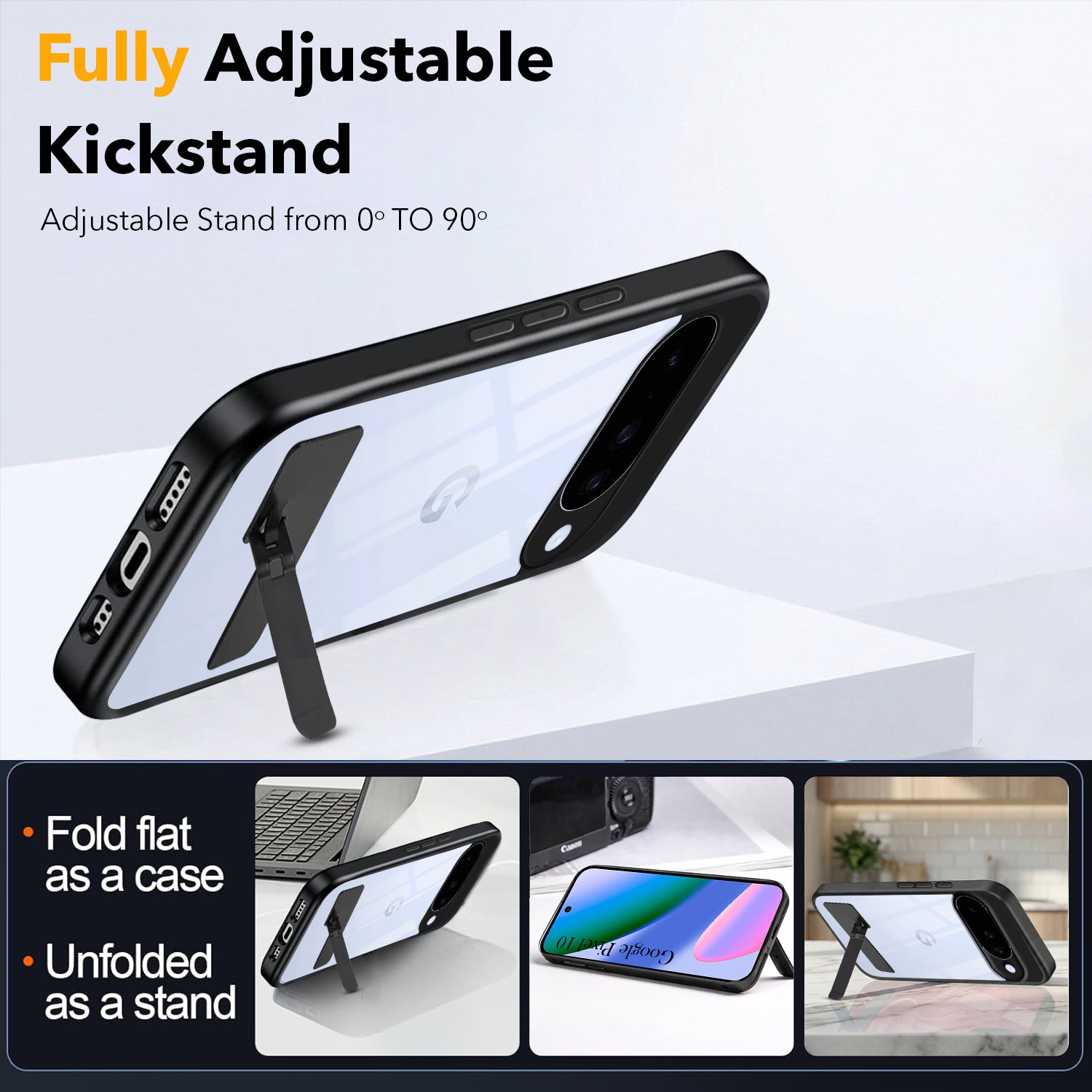 For Google Pixel 10 Back Cover Case (Built-in Stand | Lifetime Anti Yellow | Kickstand Shockproof | Camera Protection | MagSafe Compatible)