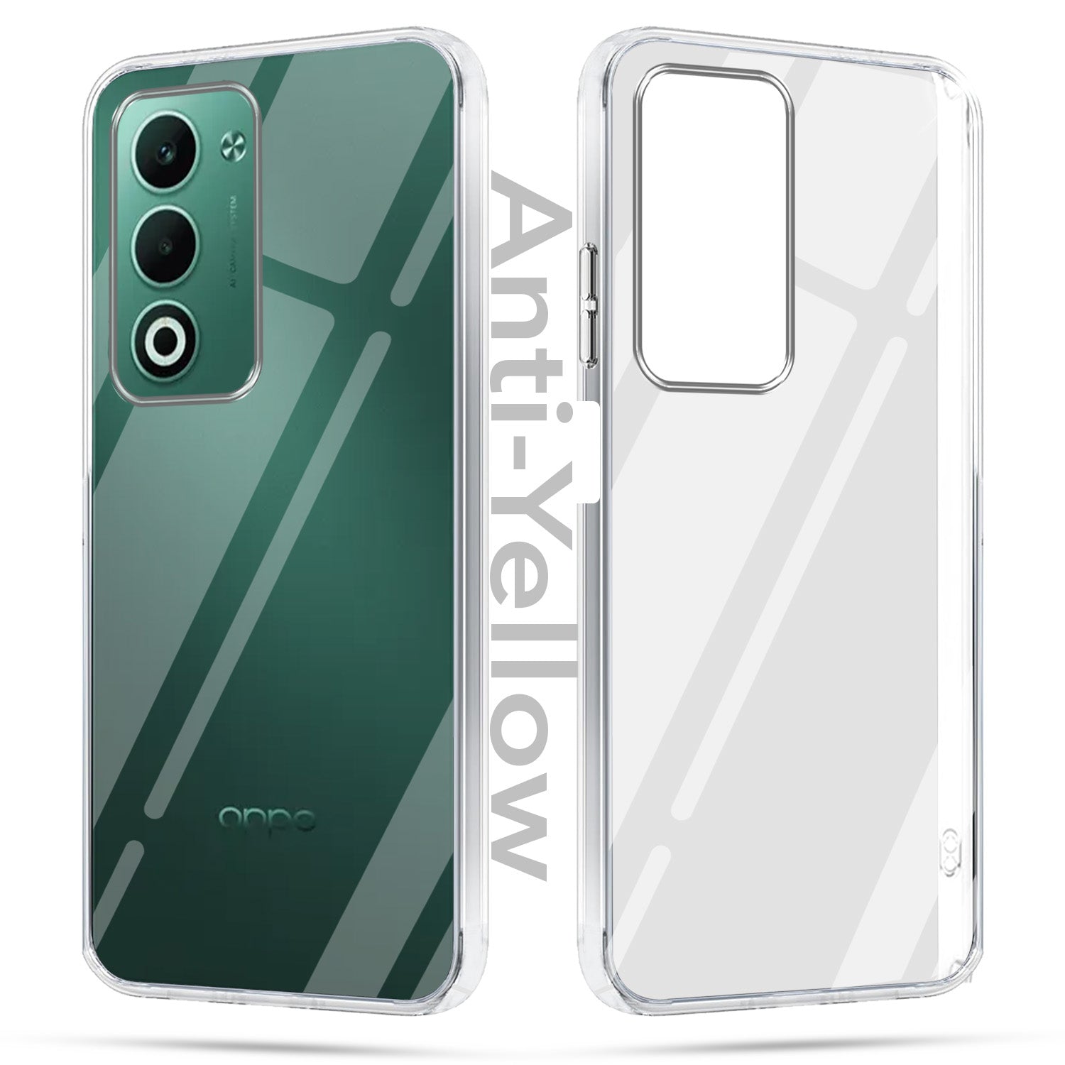 For Oppo A5 5G Combo with Back Cover and 9H Tempered Glass (Lifetime Anti-Yellow | Sleek Hard Crystal | Oleophobic Coating Screen Glass)