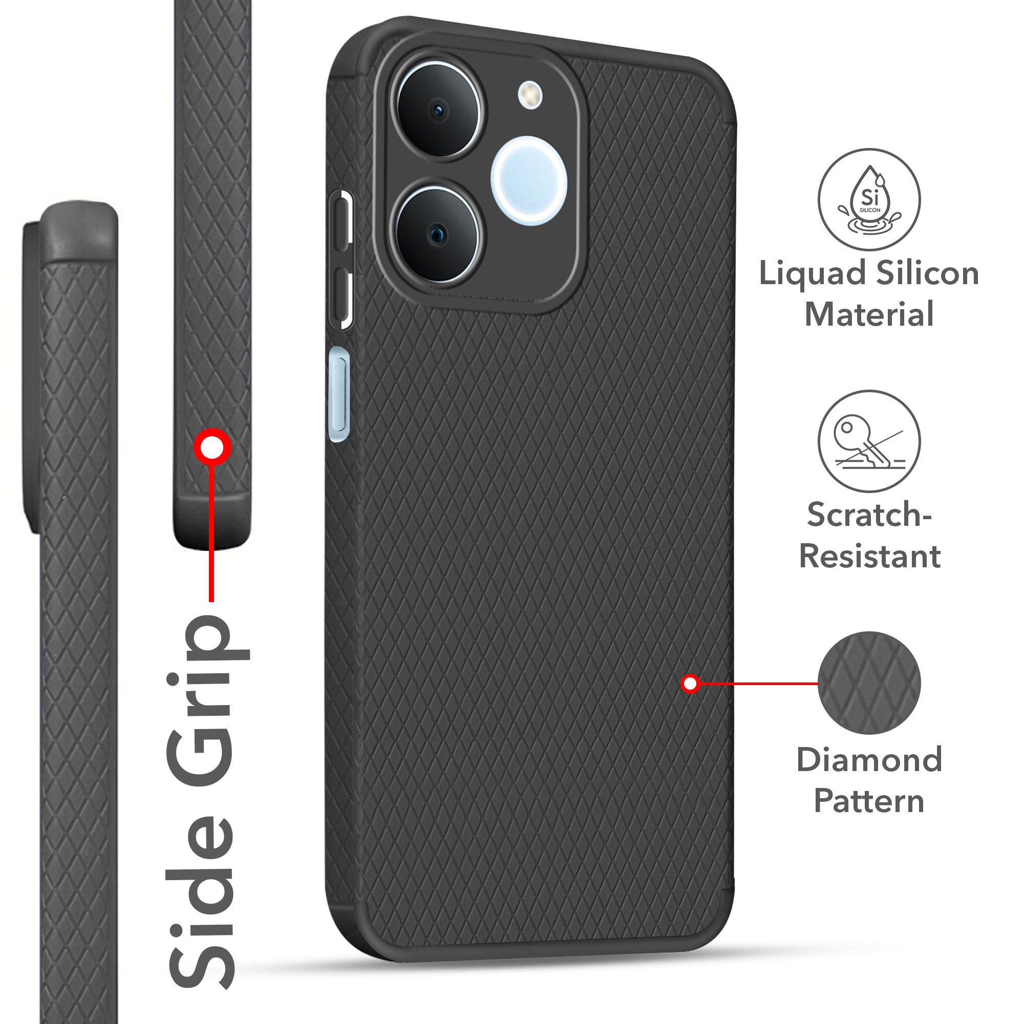 For Realme C71 Back Cover Case Liquid Silicone (Camera Protection | Side Grip Texture | Soft and Flexible)