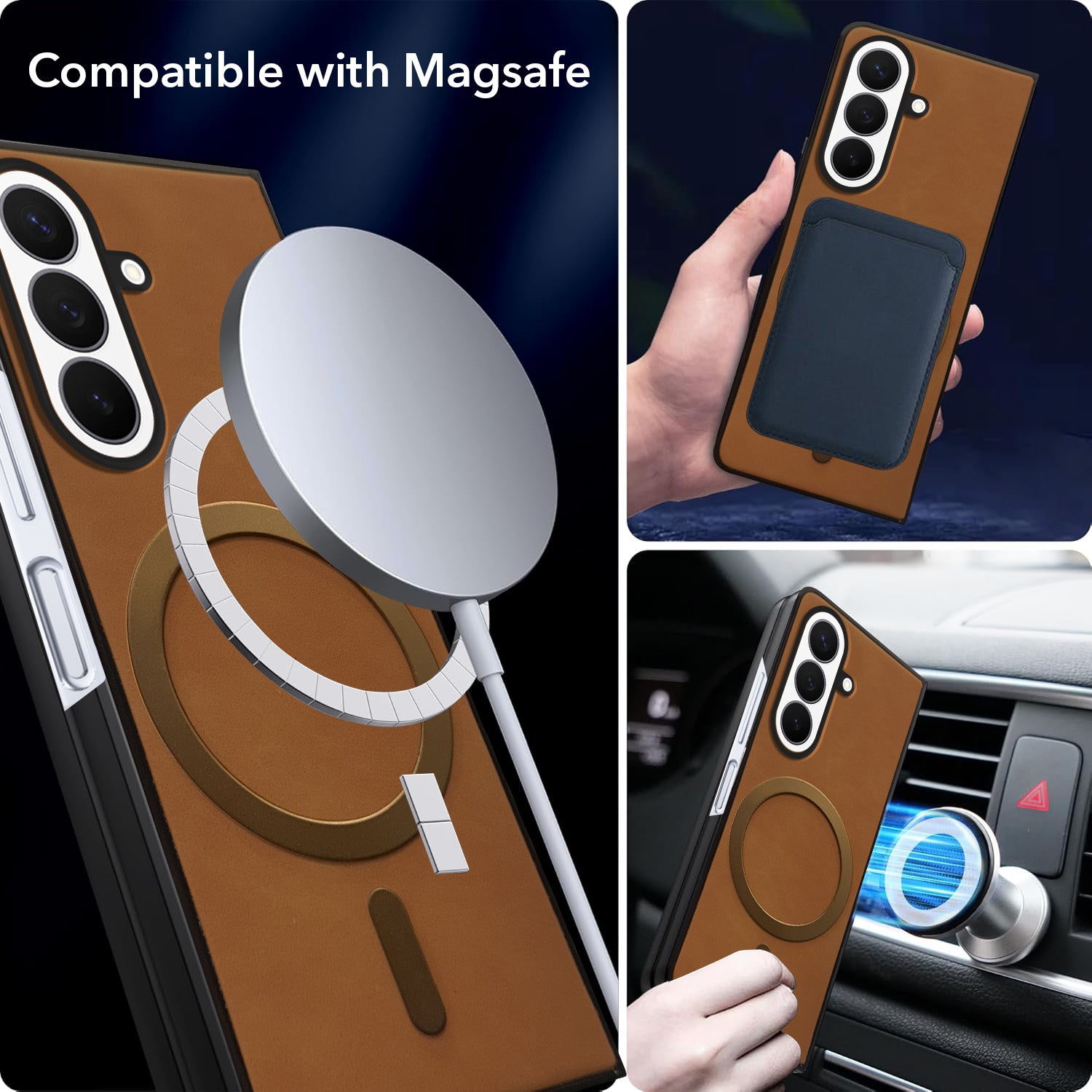 For Samsung Galaxy Z Fold 8 Ultra Back Cover Case Leather Finish (MagSafe Wireless Charging Compatible | Inside Microfiber Cloth)