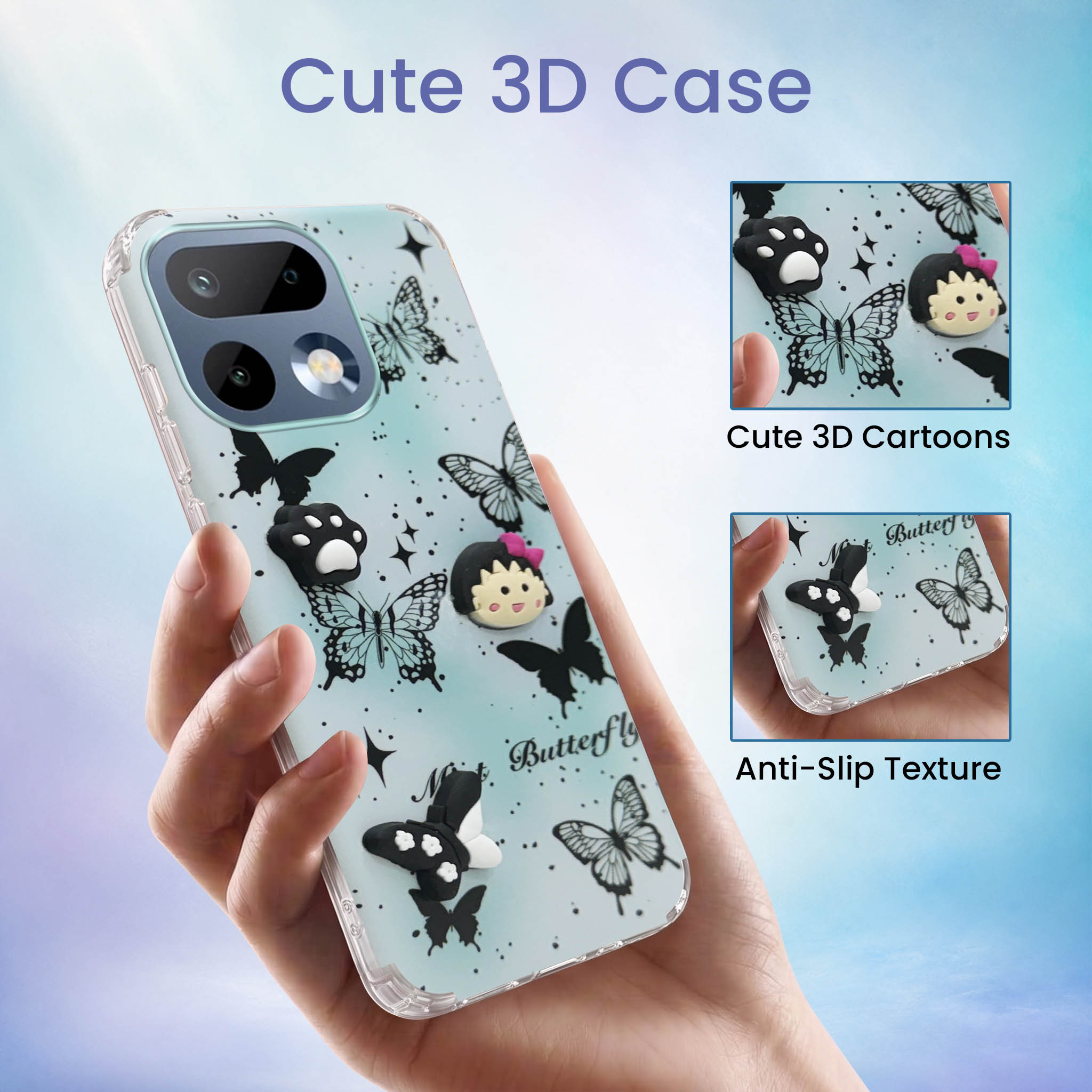 For Realme 16 Pro Back Cover Case (3D Cute Cartoons | Hard Back Side Soft | Matte Premium Finish | HD Printing)