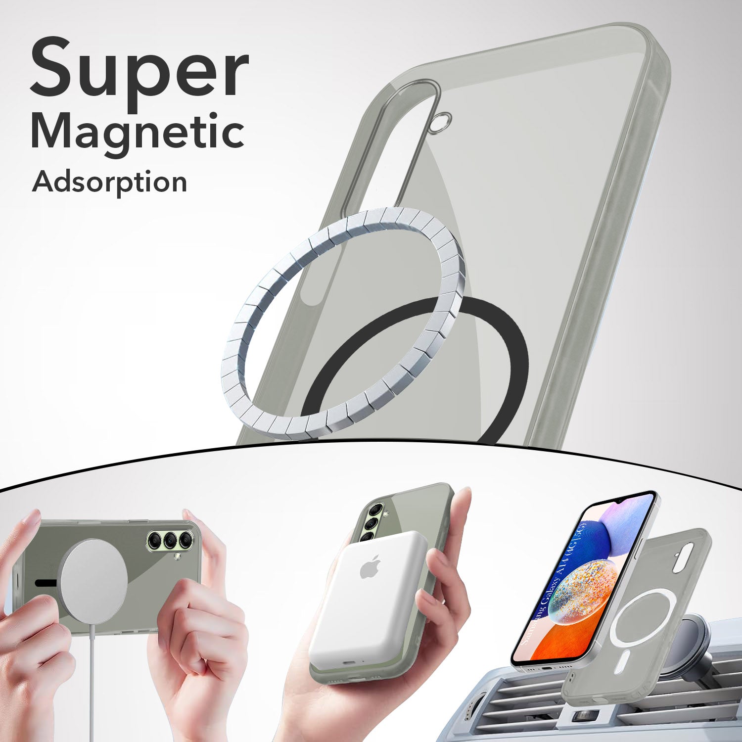 For Samsung Galaxy A14 4G | 5G Back Cover Case Lifetime Anti-Yellow MagSafe Compatible Clear (Sleek Hard Crystal | Shockproof and Camera Protection)