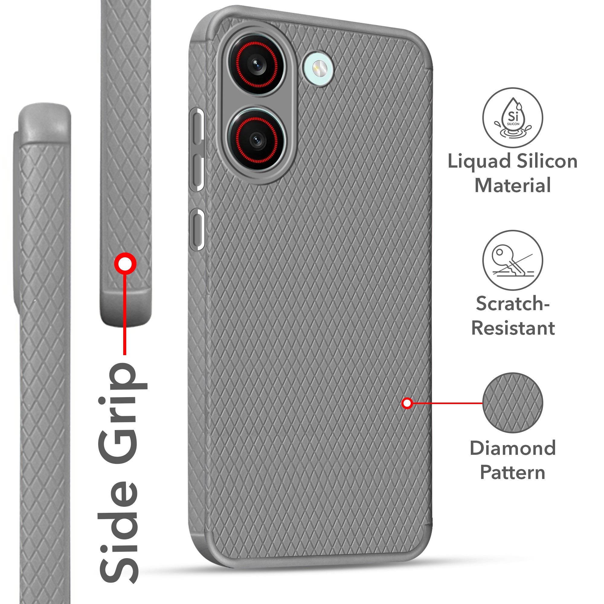 For Redmi Turbo 5 Back Cover Case Liquid Silicone (Camera Protection | Side Grip Texture | Soft and Flexible)