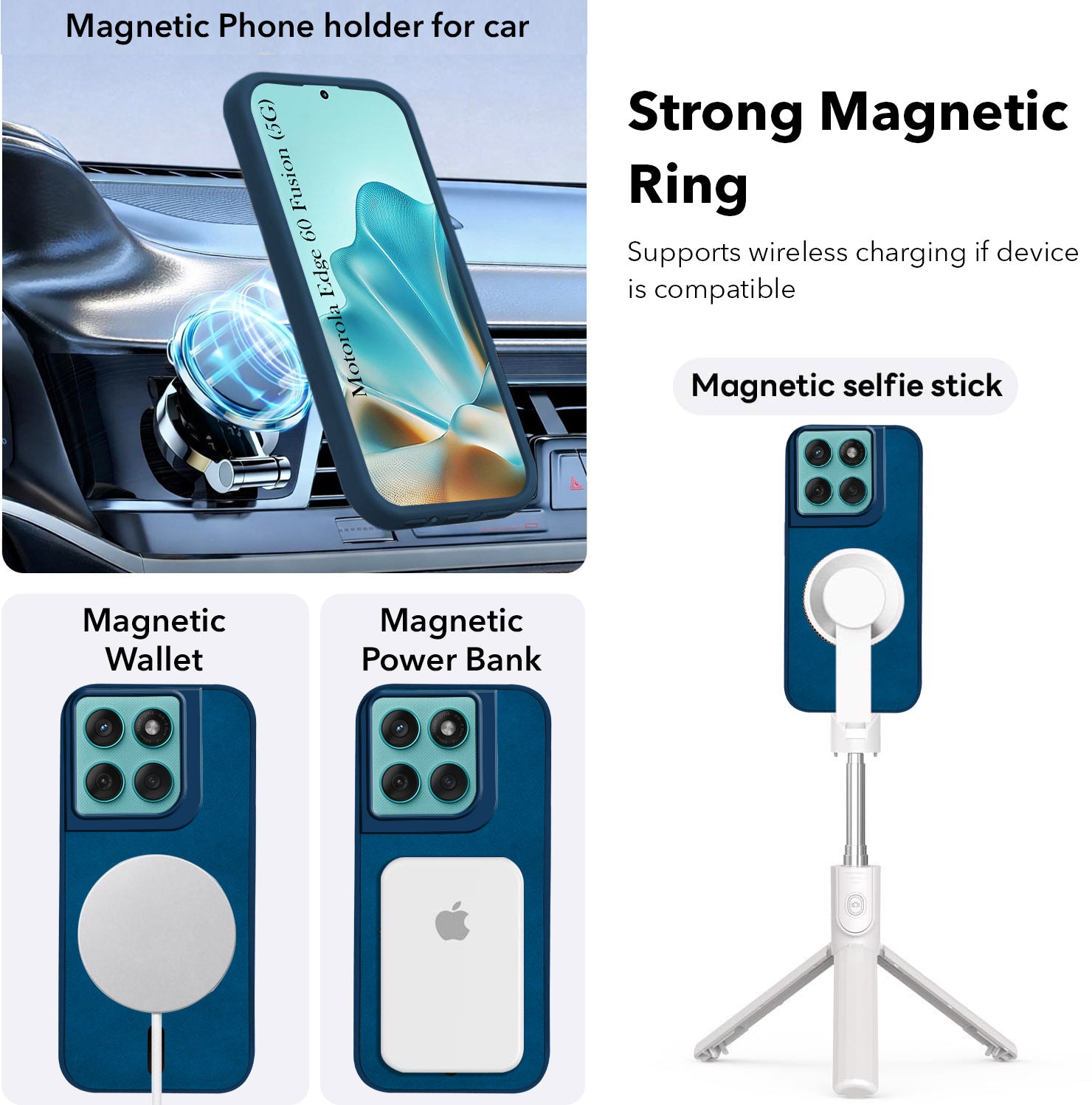 For Motorola Moto Edge 60 Fusion Back Cover Case Leather Finish (MagSafe Compatible Wireless Charging | Soft Touch | Camera Bump Protection)