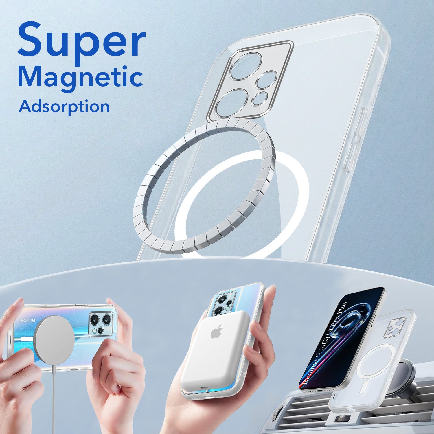 For Realme 9 Pro Plus | Realme 9 4G Back Cover Case Lifetime Anti-Yellow MagSafe Compatible Clear (Sleek Hard Crystal | Shockproof and Camera Protection)