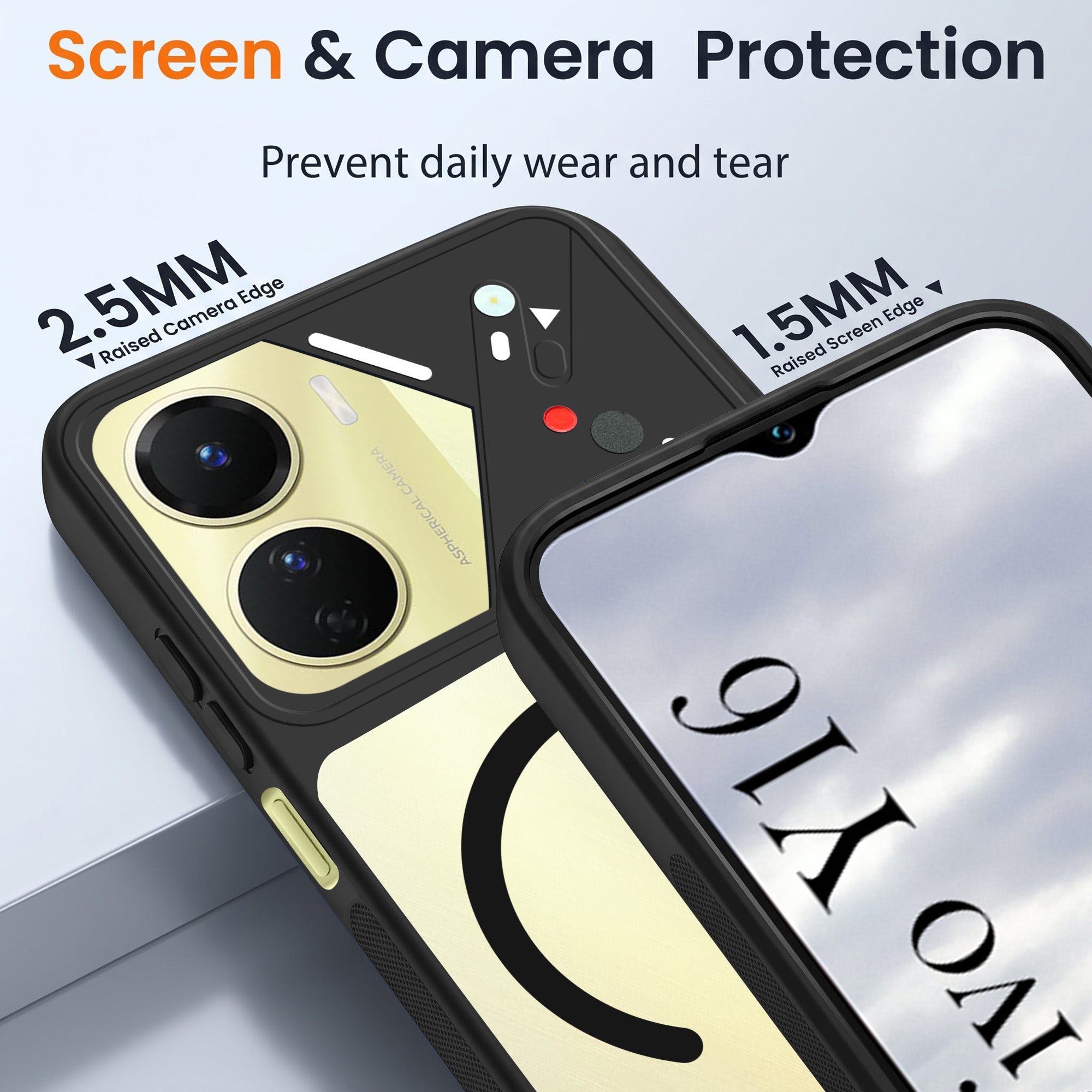 For Vivo Y16 Back Cover Case Lifetime Anti-Yellow Clear (Camera Protection | Side Grip | Wireless MagSafe Compatible)