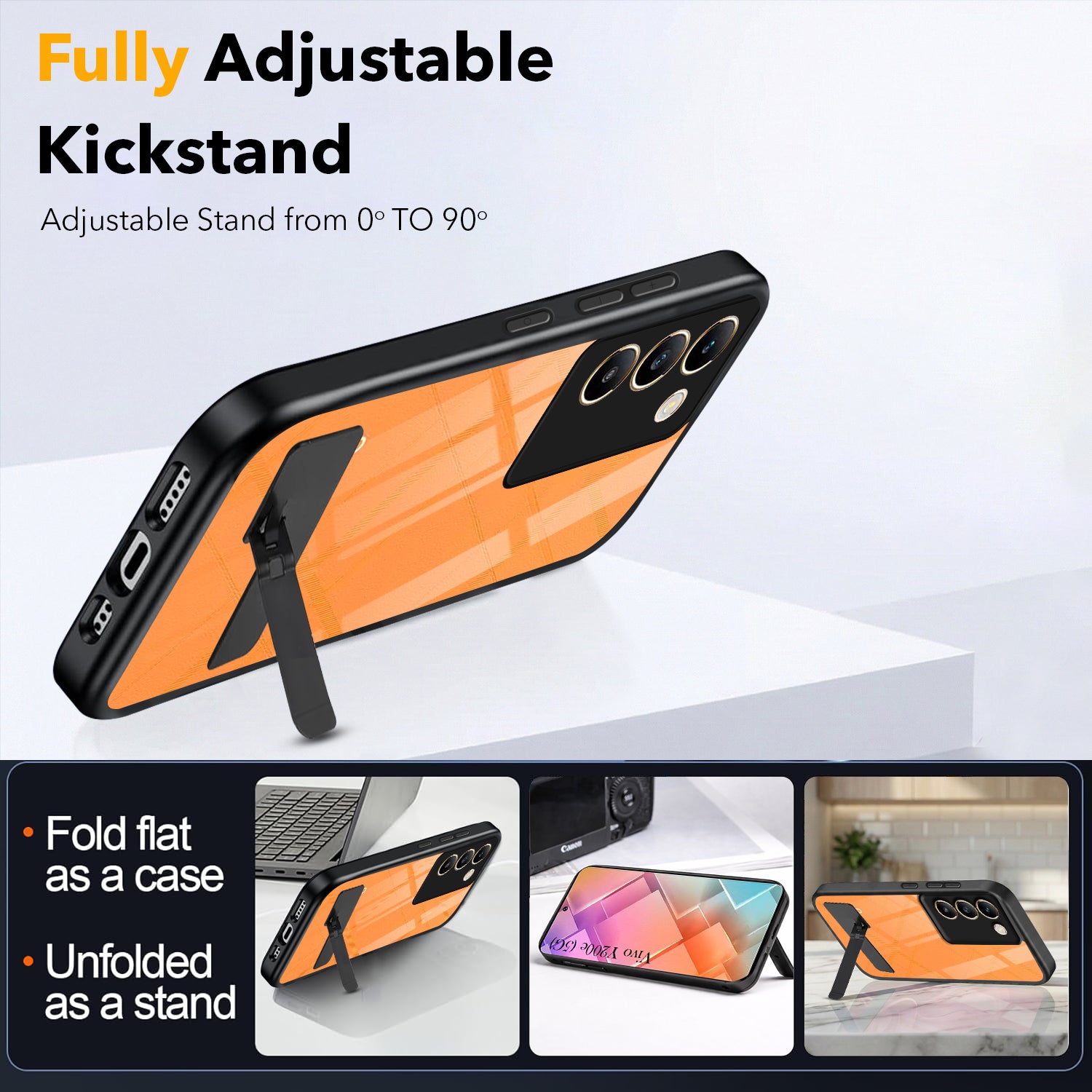 For Vivo Y200e Back Cover Case (Built-in Stand | Lifetime Anti Yellow | Kickstand Shockproof | Camera Protection | MagSafe Compatible)