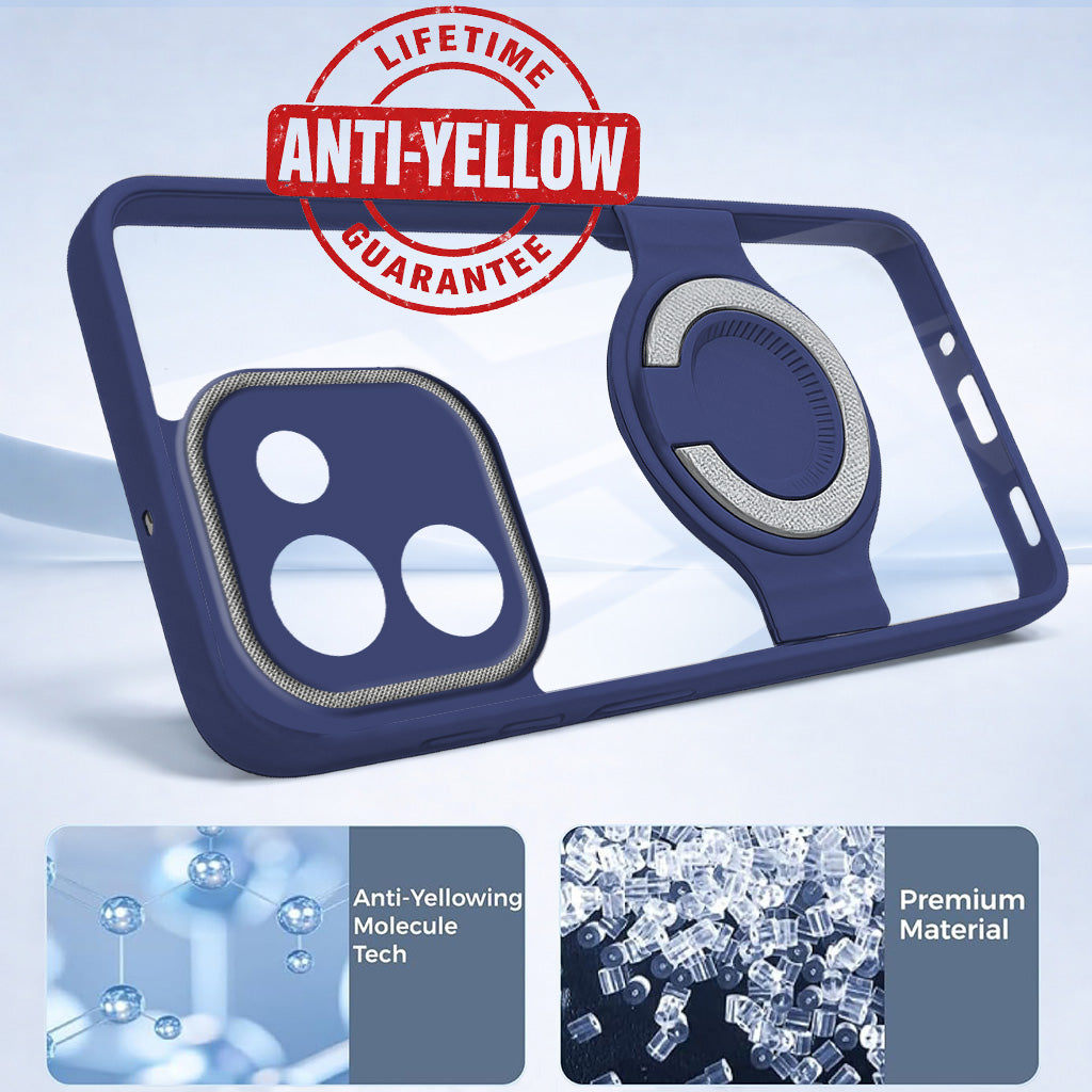 For Vivo T3 Pro Back Cover Case with stand (Built-in Ring Holder Kickstand | Lifetime Anti Yellow | Camera Protection)