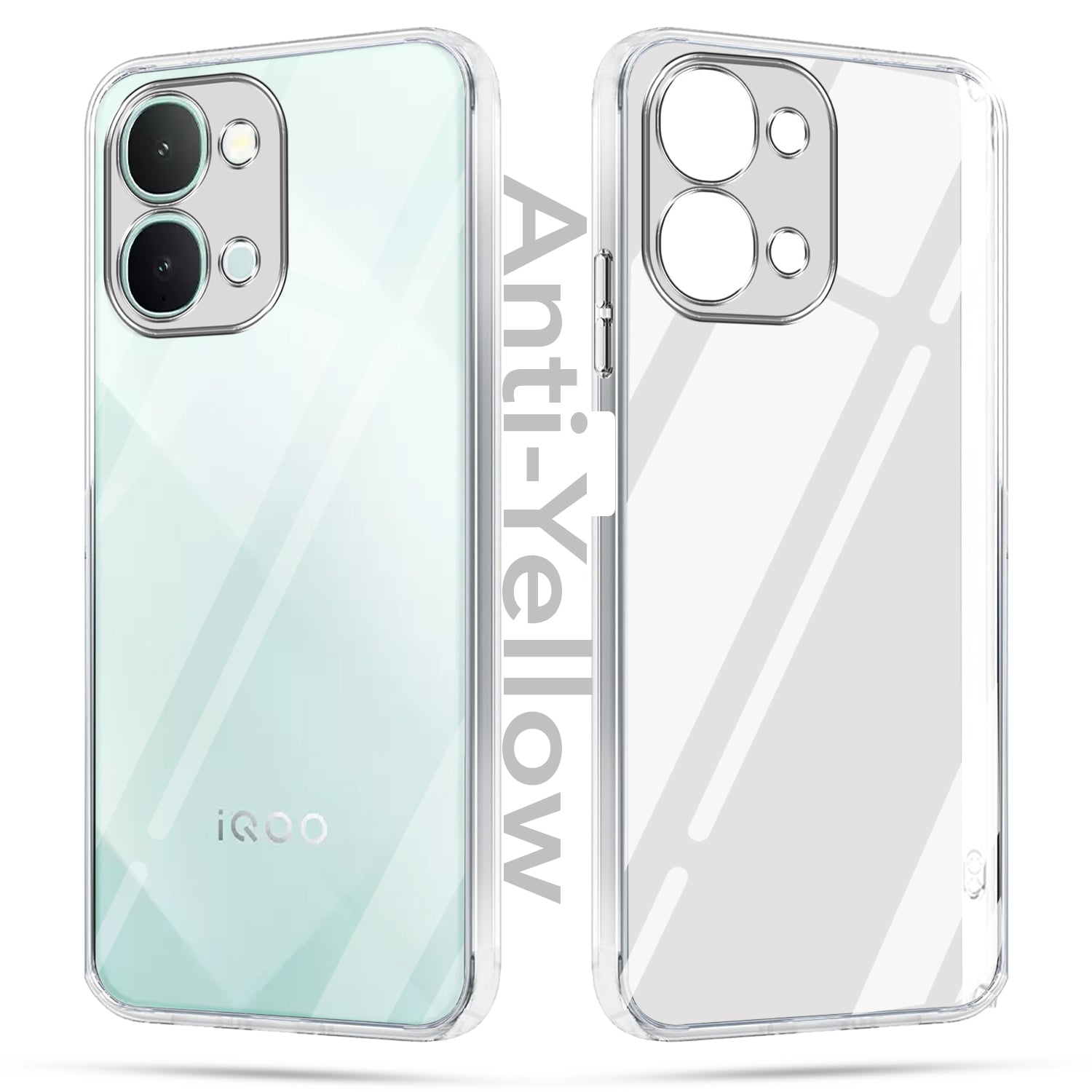 For Vivo iQOO Z11x 5G Combo with Back Cover and 9H Tempered Glass (Lifetime Anti-Yellow | Sleek Hard Crystal | Oleophobic Coating Screen Glass) (Copy)