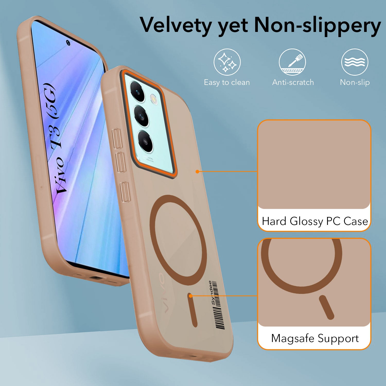 For Vivo T3 5G Back Cover Case (Soft Touch | Camera Bump Protection | MagSafe Compatible | Matte Finish)